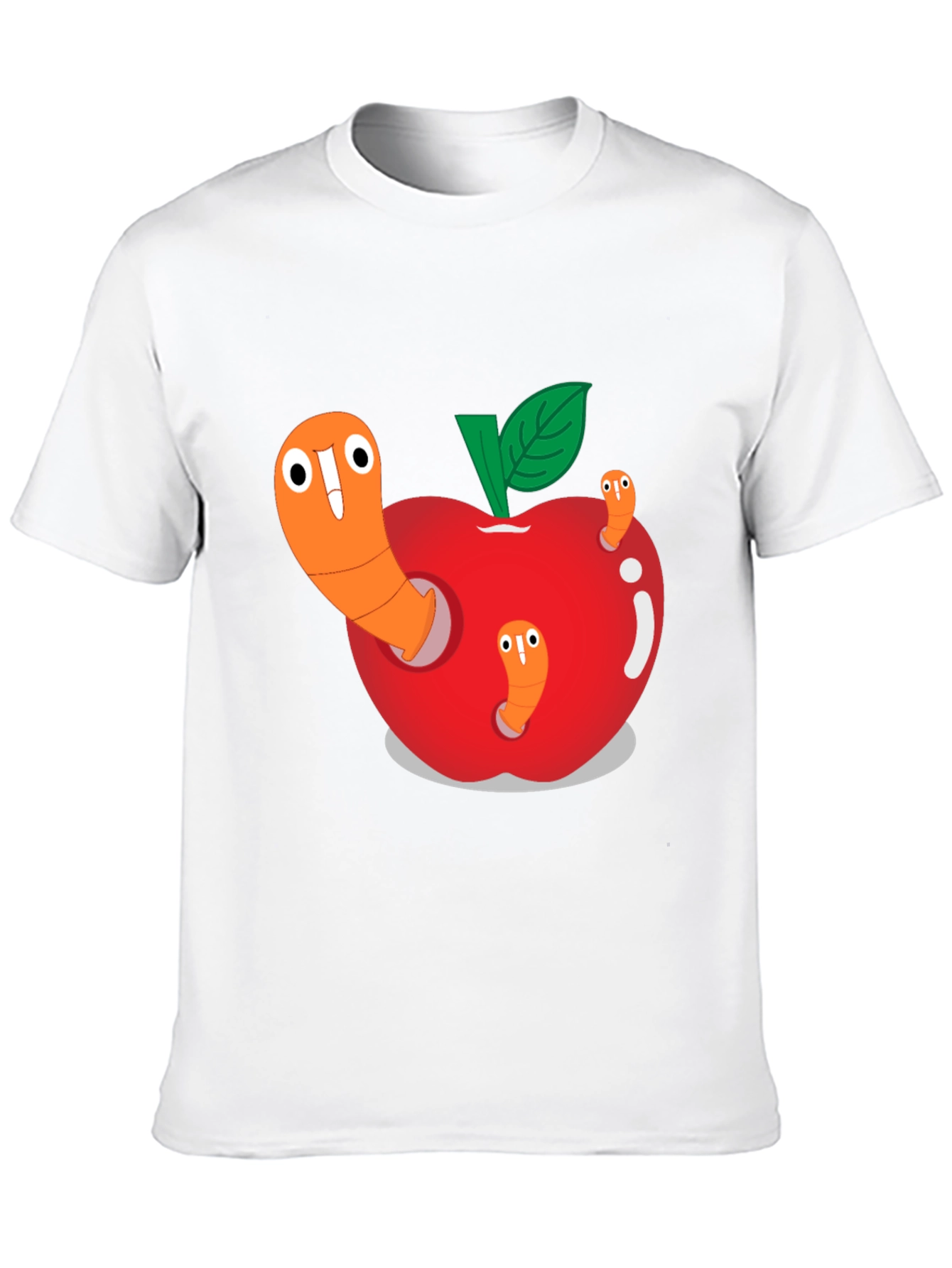 Worm Apple Graphic Tee - Fun Cartoon Shirt