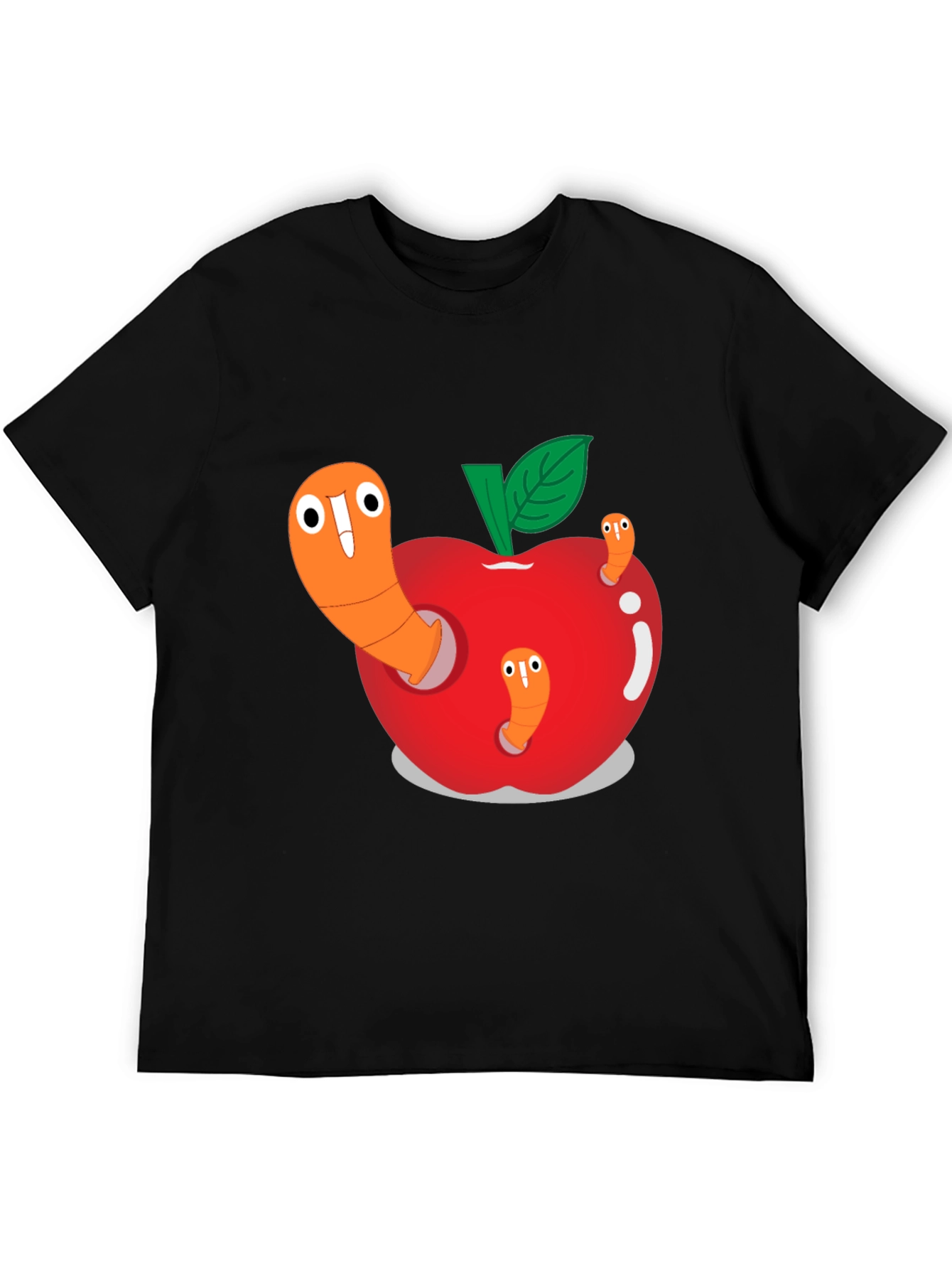 Worm Apple Graphic Tee - Fun Cartoon Shirt
