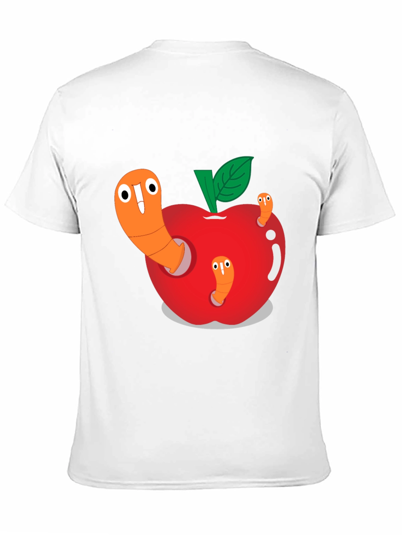 Worm Apple Graphic Tee - Fun Cartoon Shirt