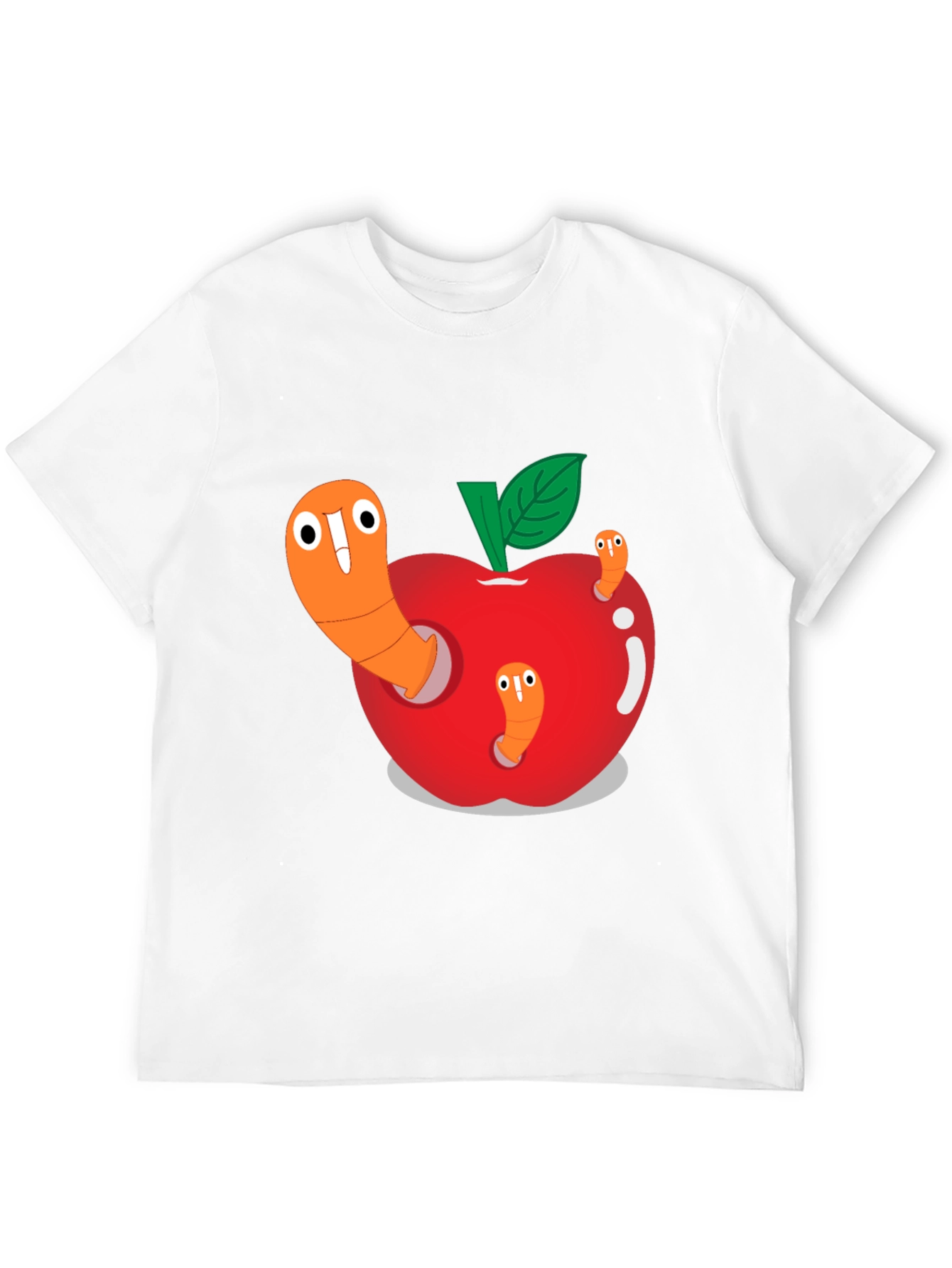 Worm Apple Graphic Tee - Fun Cartoon Shirt