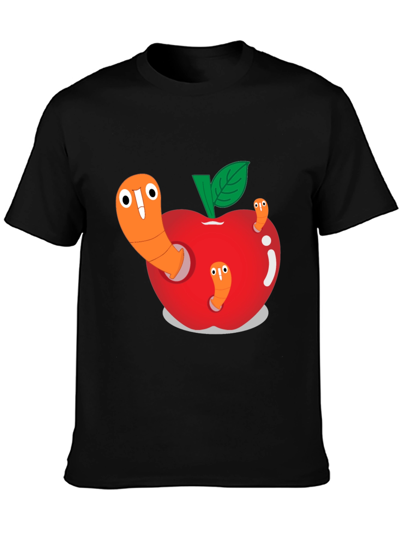 Worm Apple Graphic Tee - Fun Cartoon Shirt
