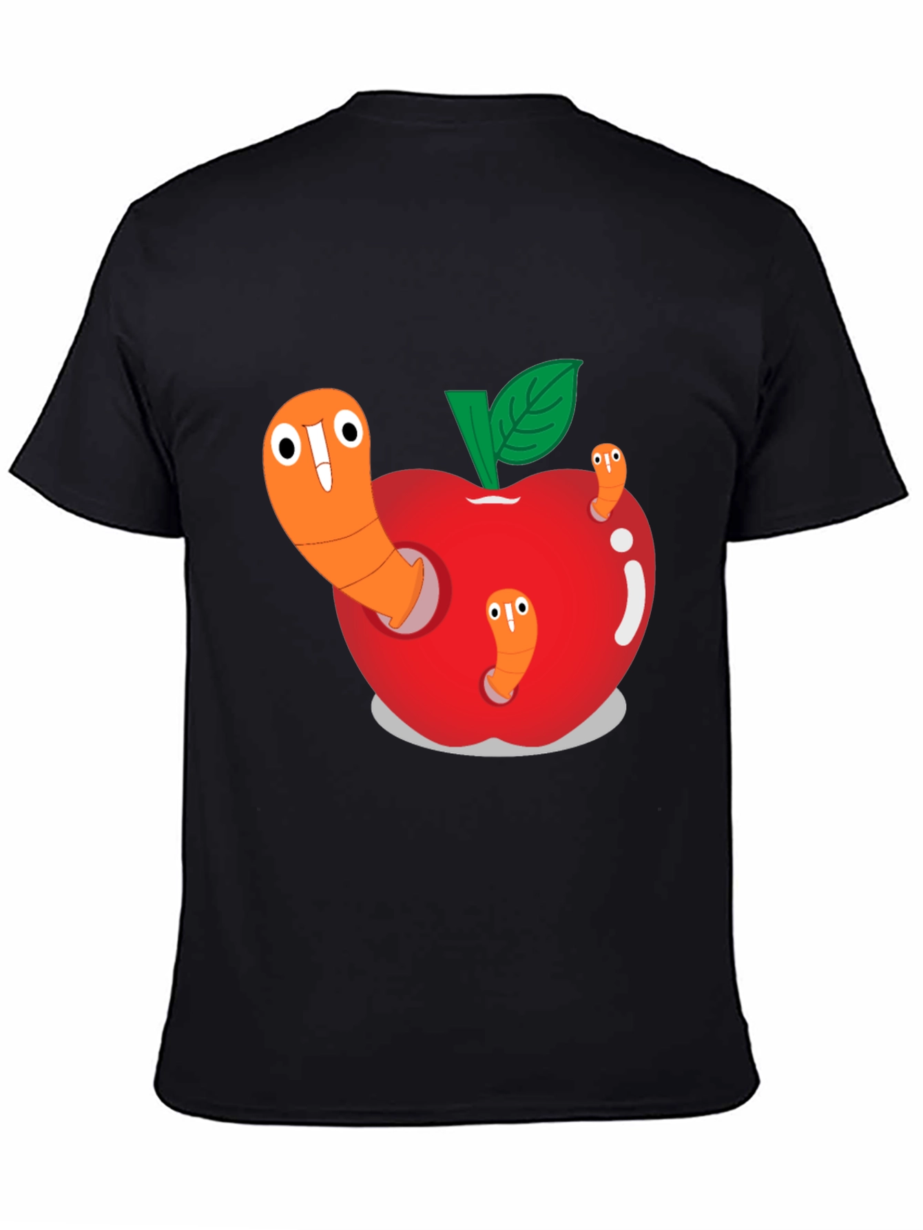 Worm Apple Graphic Tee - Fun Cartoon Shirt