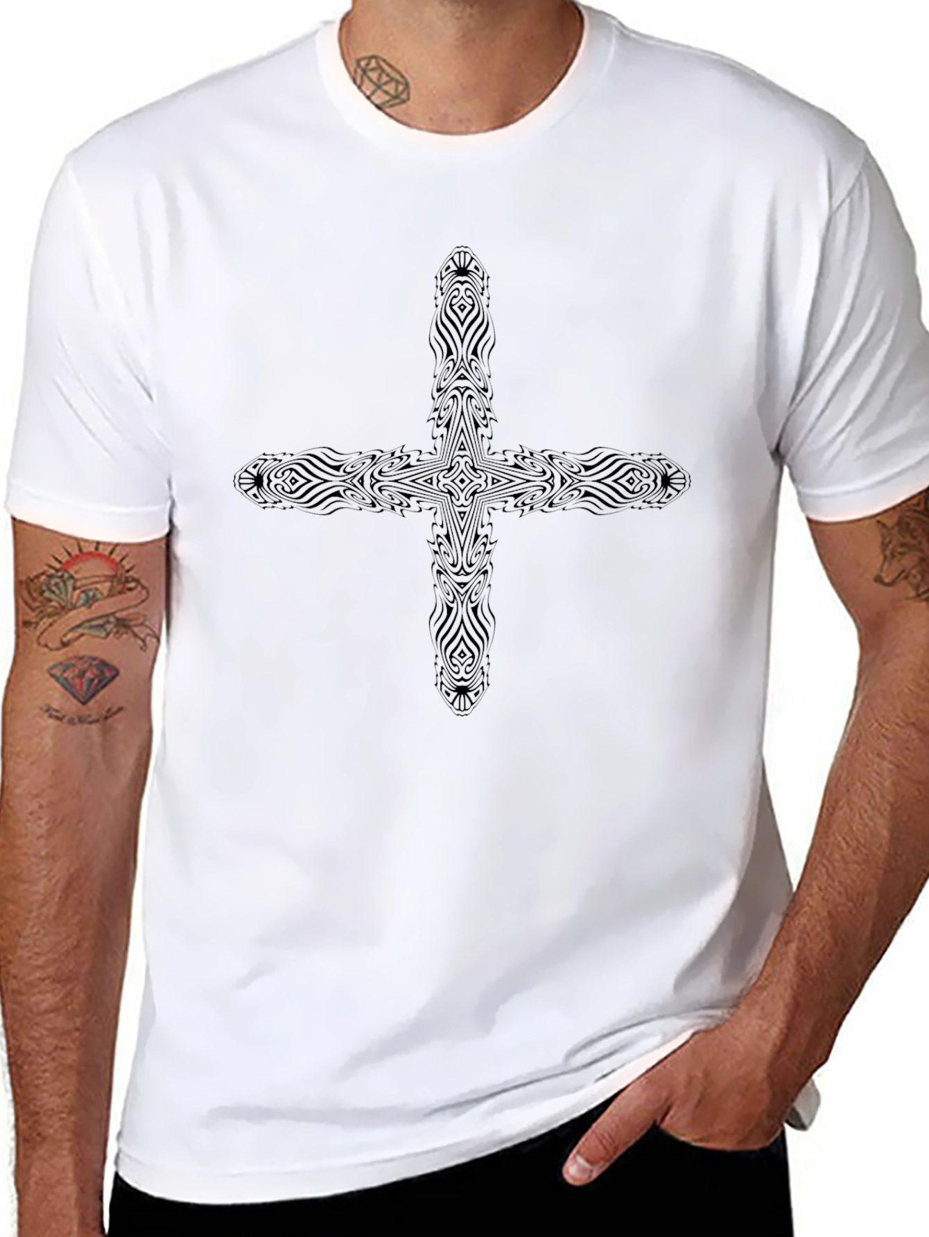 Unique Cross Graphic Black T-Shirt