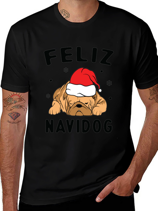 Feliz Navidog Christmas T-Shirt - Bulldog Santa