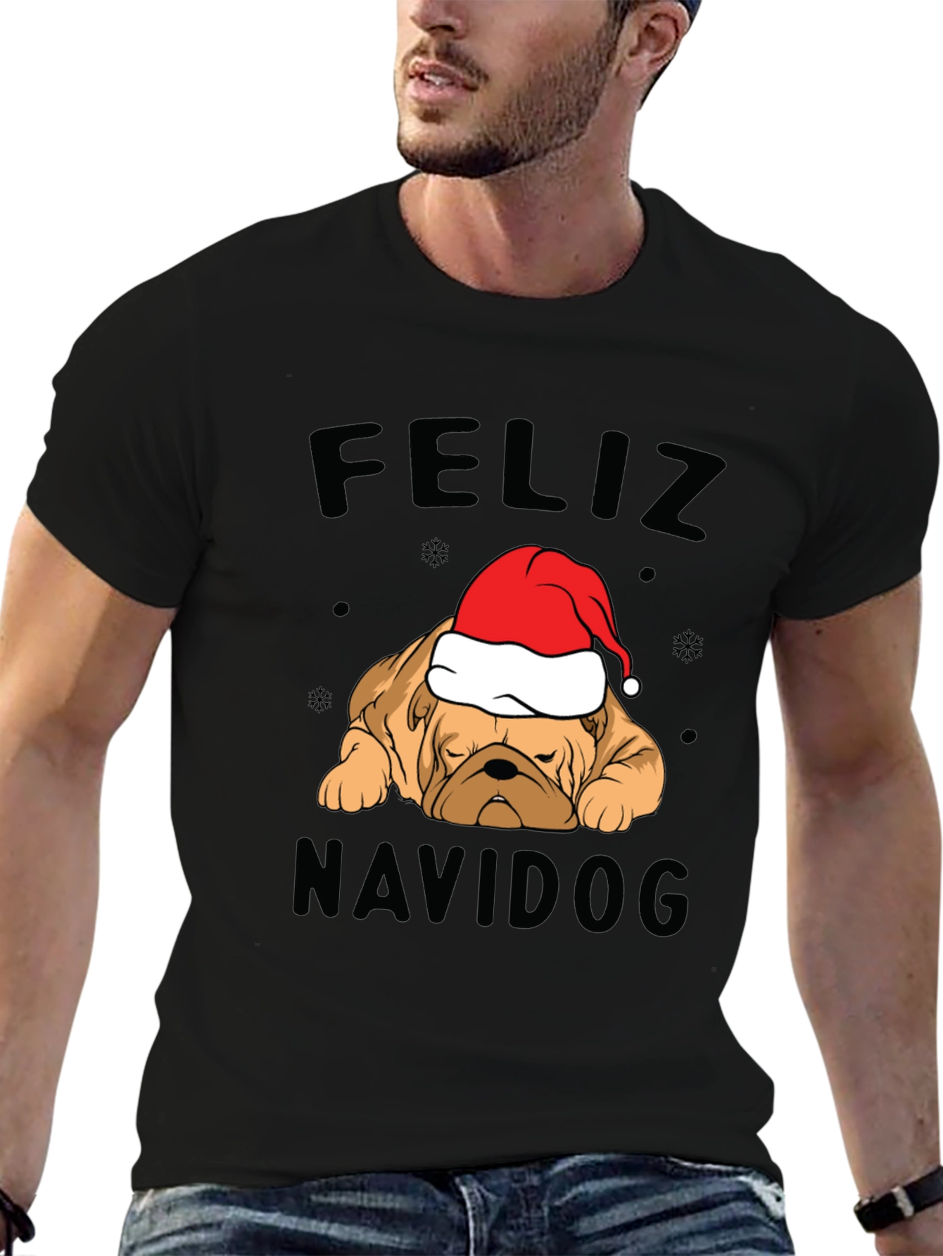 Feliz Navidog Christmas T-Shirt - Bulldog Santa