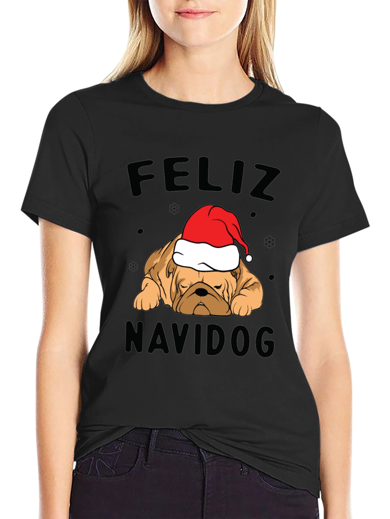 Feliz Navidog Christmas T-Shirt - Bulldog Santa