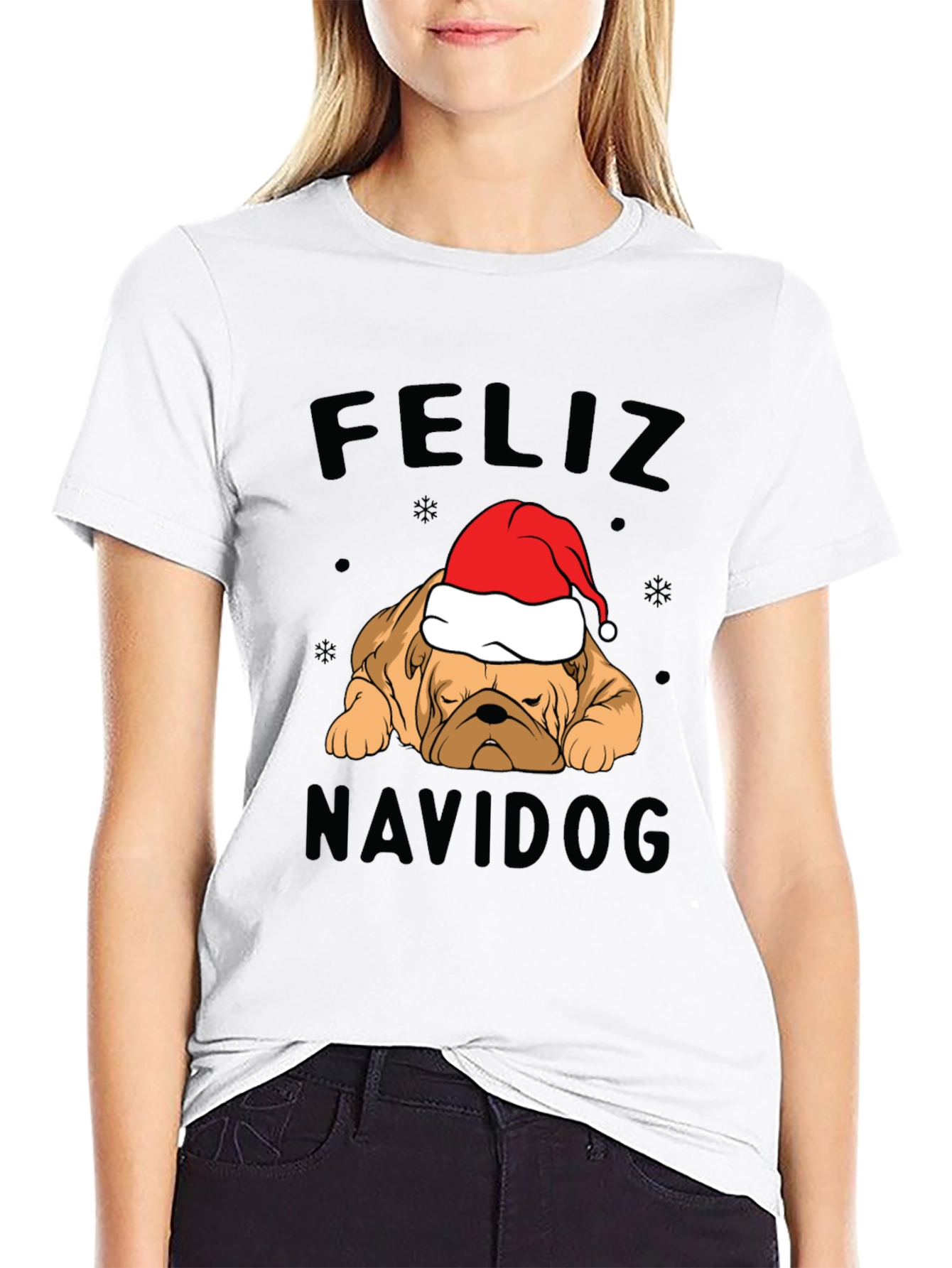 Feliz Navidog Christmas T-Shirt - Bulldog Santa