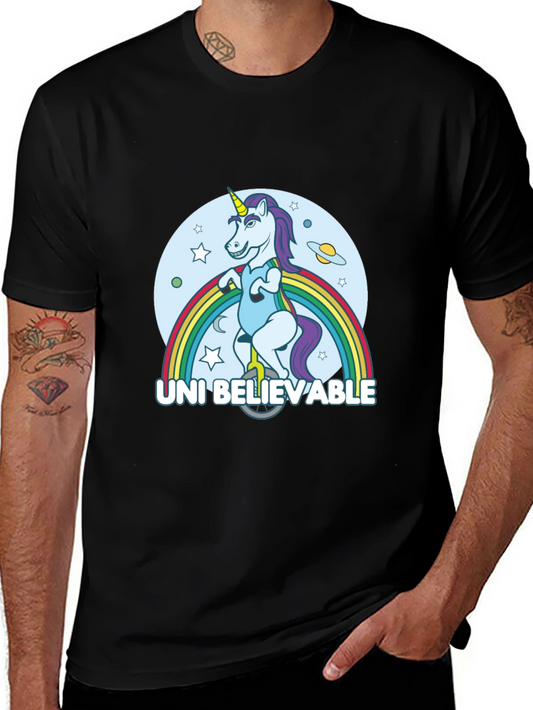 Uni Believable Unicorn Graphic Tee - Black Cotton T-Shirt