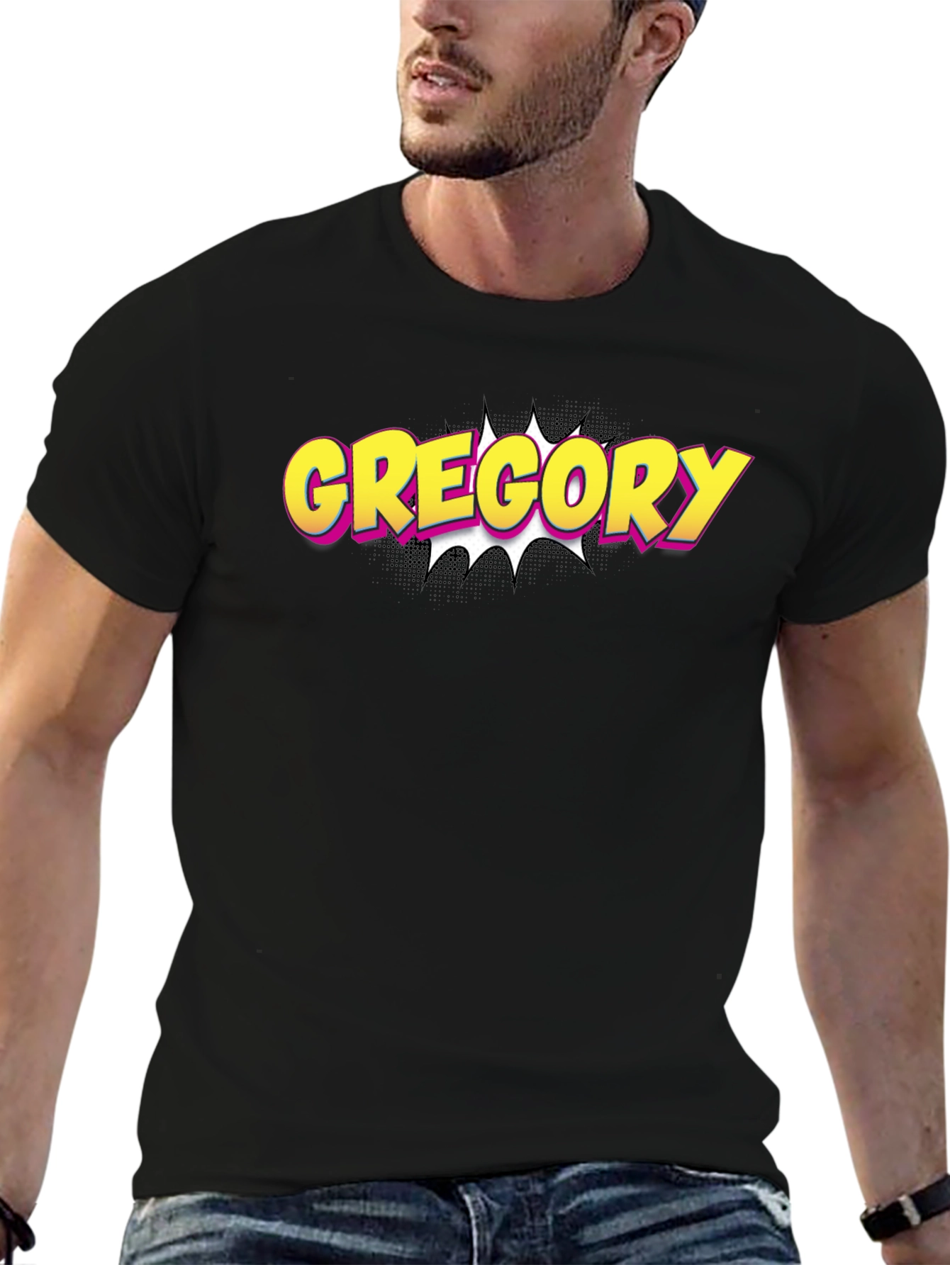 Gregory Comic Style T-Shirt - Black