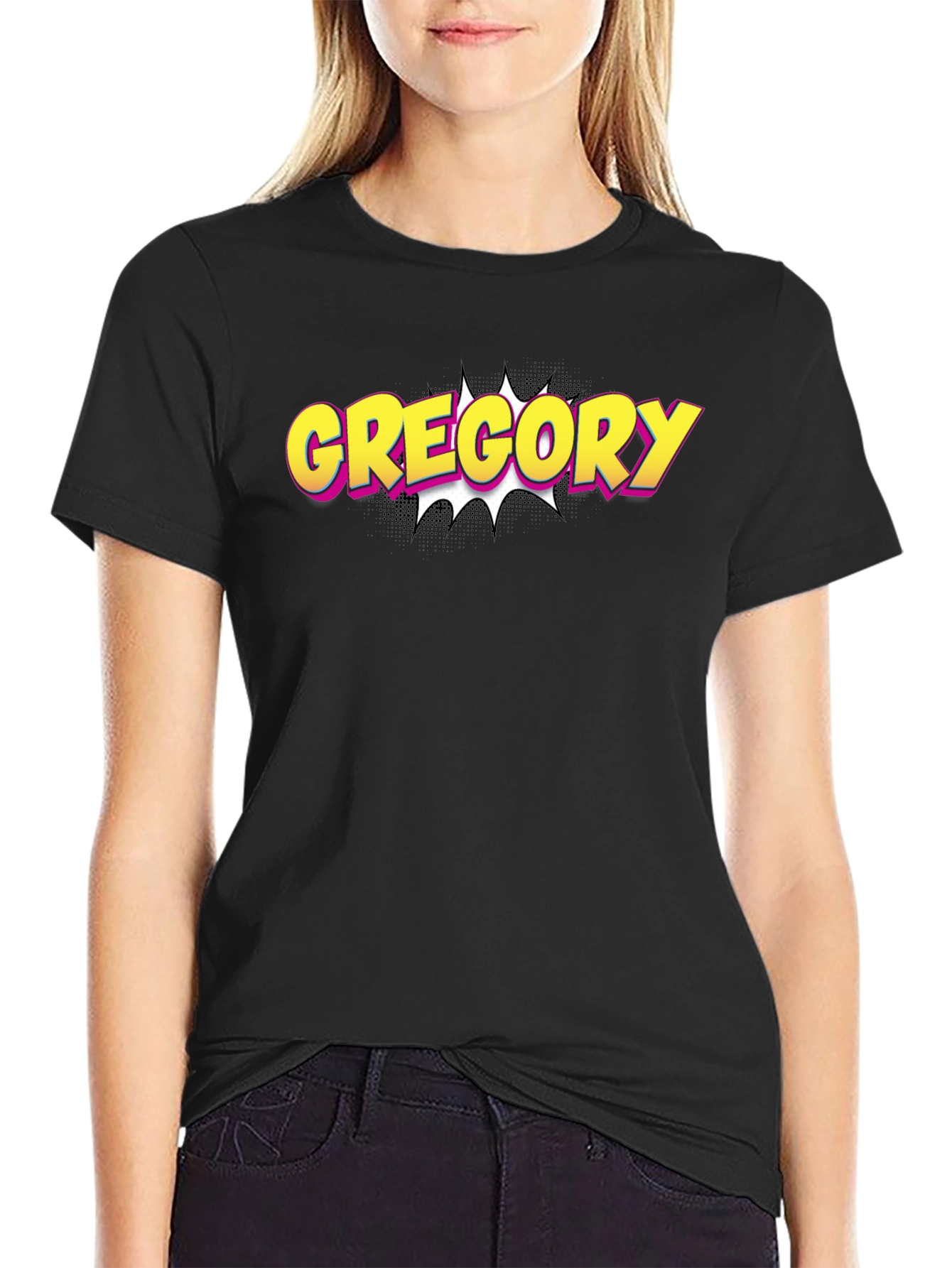 Gregory Comic Style T-Shirt - Black