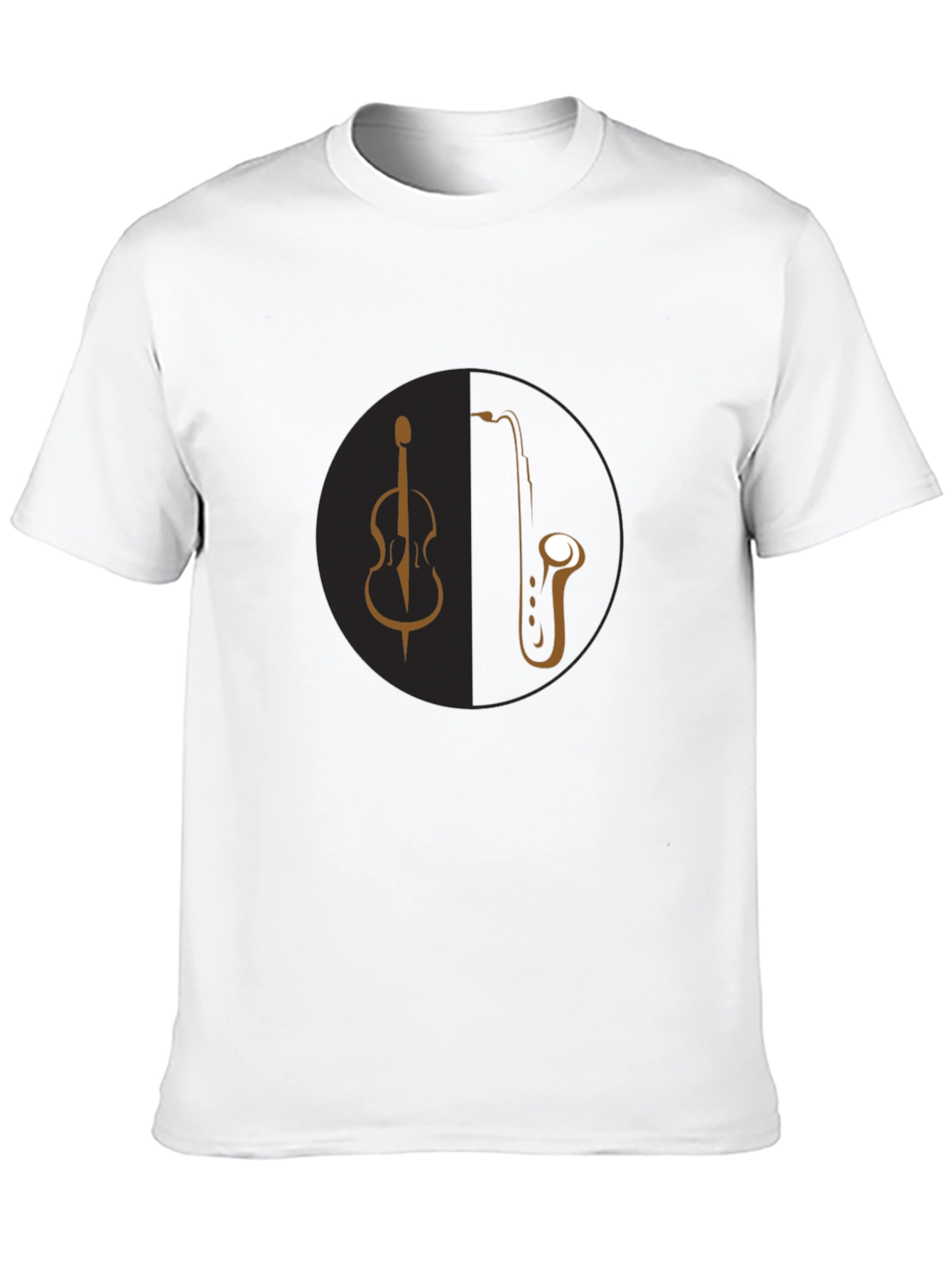 Music Lovers Tee: Bass & Saxophone Black T-Shirt