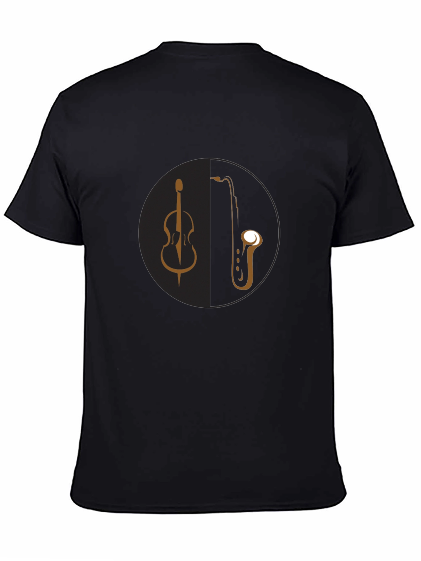 Music Lovers Tee: Bass & Saxophone Black T-Shirt
