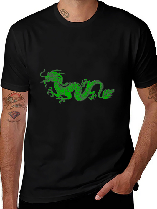 Black T-Shirt with Green Dragon Design