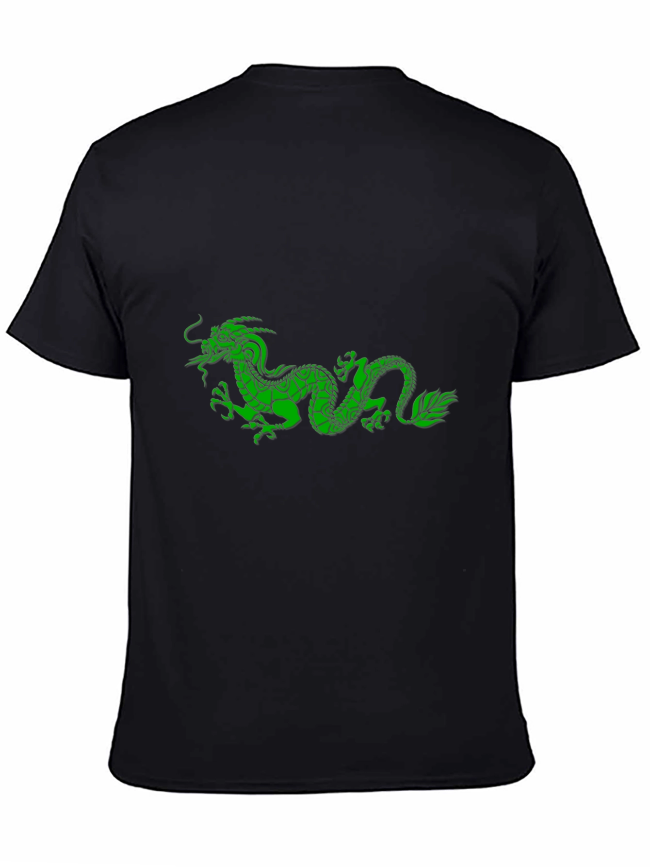 Black T-Shirt with Green Dragon Design