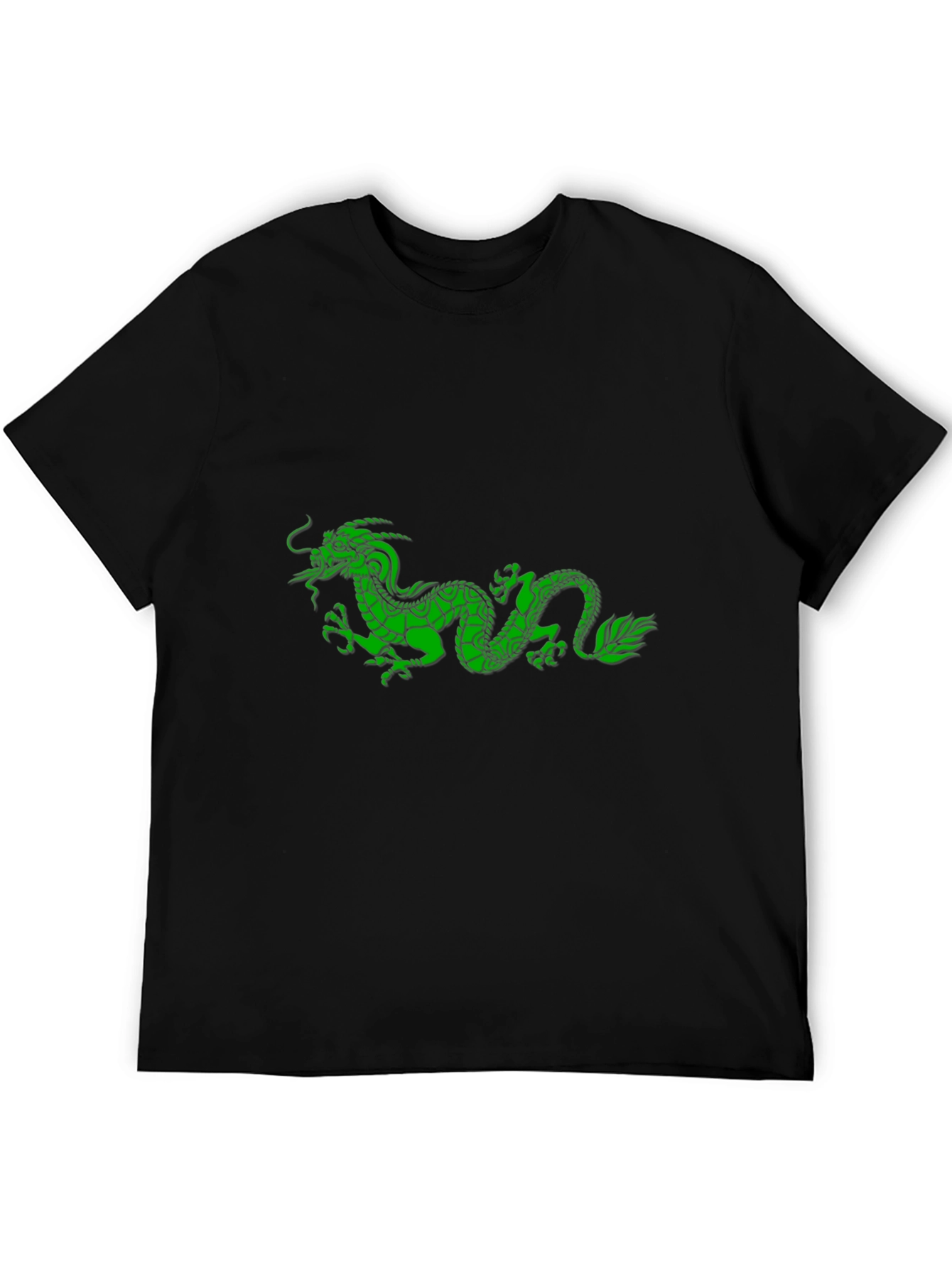 Black T-Shirt with Green Dragon Design