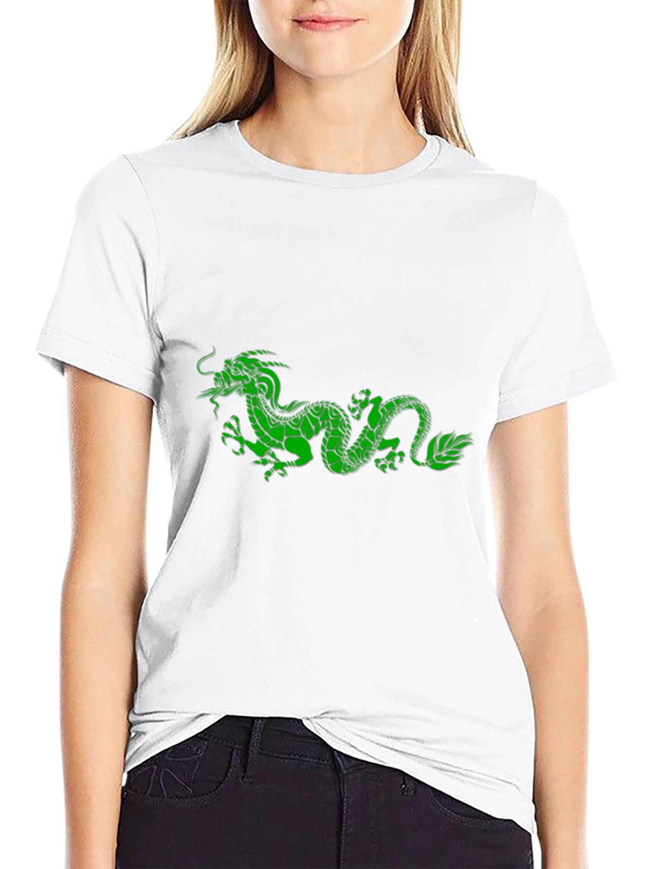 Black T-Shirt with Green Dragon Design