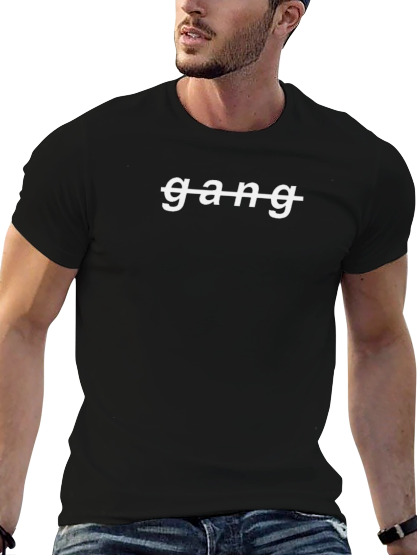 Anti Gang Black Tee - Stylish Graphic T-Shirt