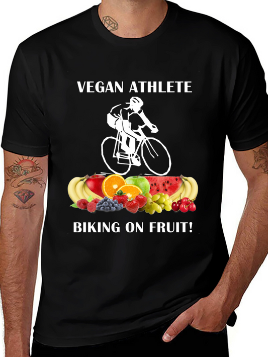 Vegan Athlete Biking On Fruit T-Shirt