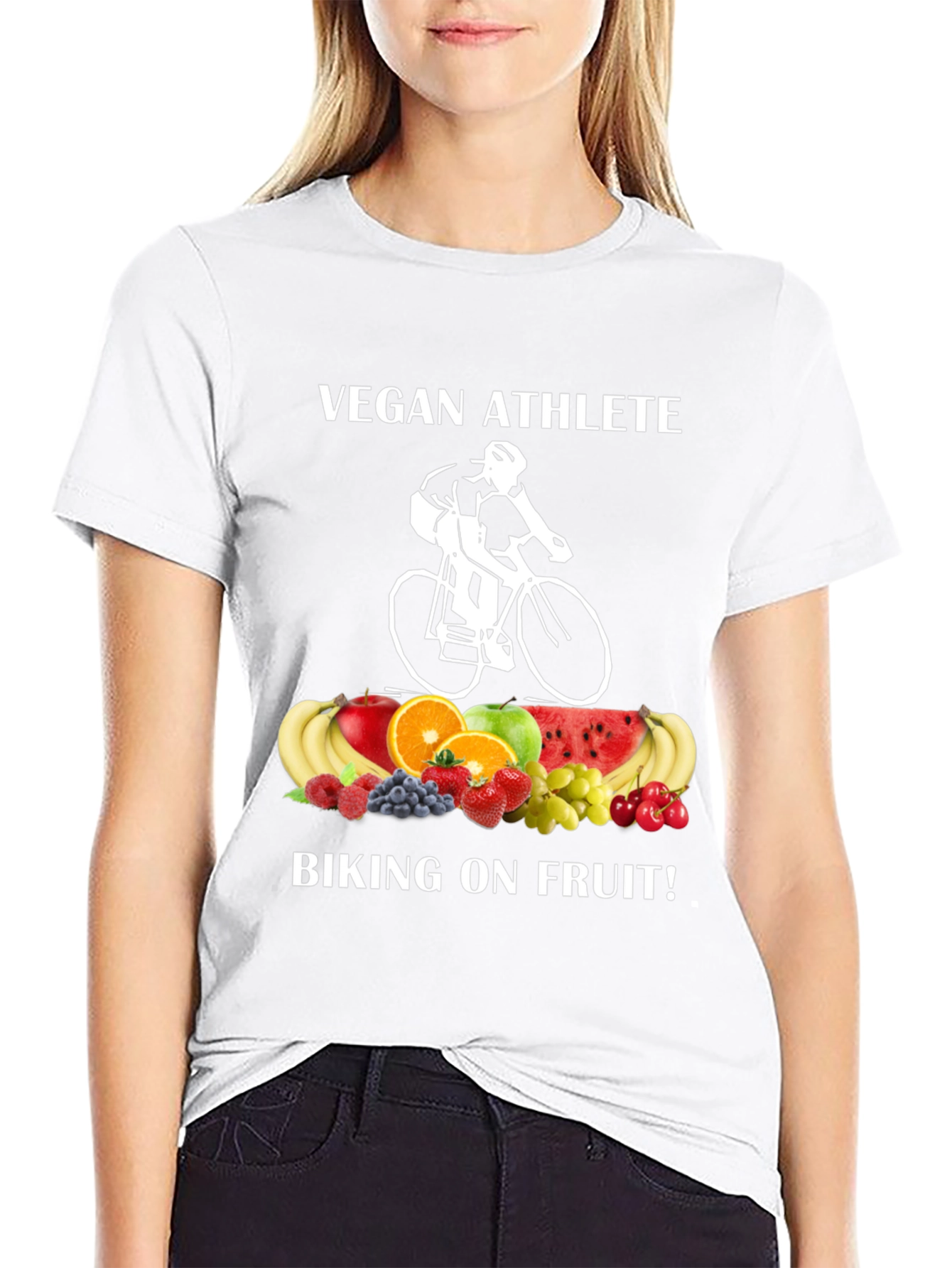 Vegan Athlete Biking On Fruit T-Shirt
