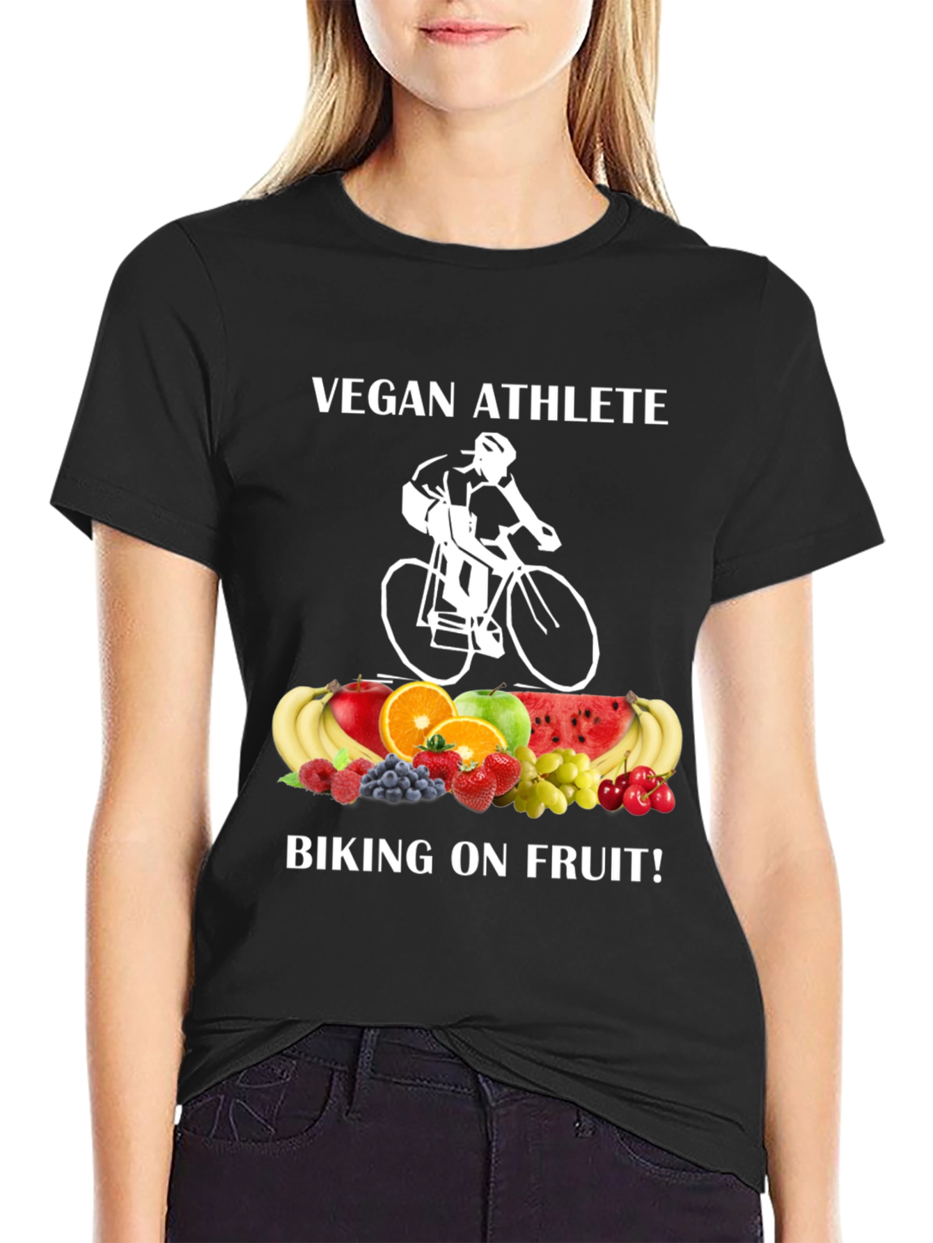 Vegan Athlete Biking On Fruit T-Shirt