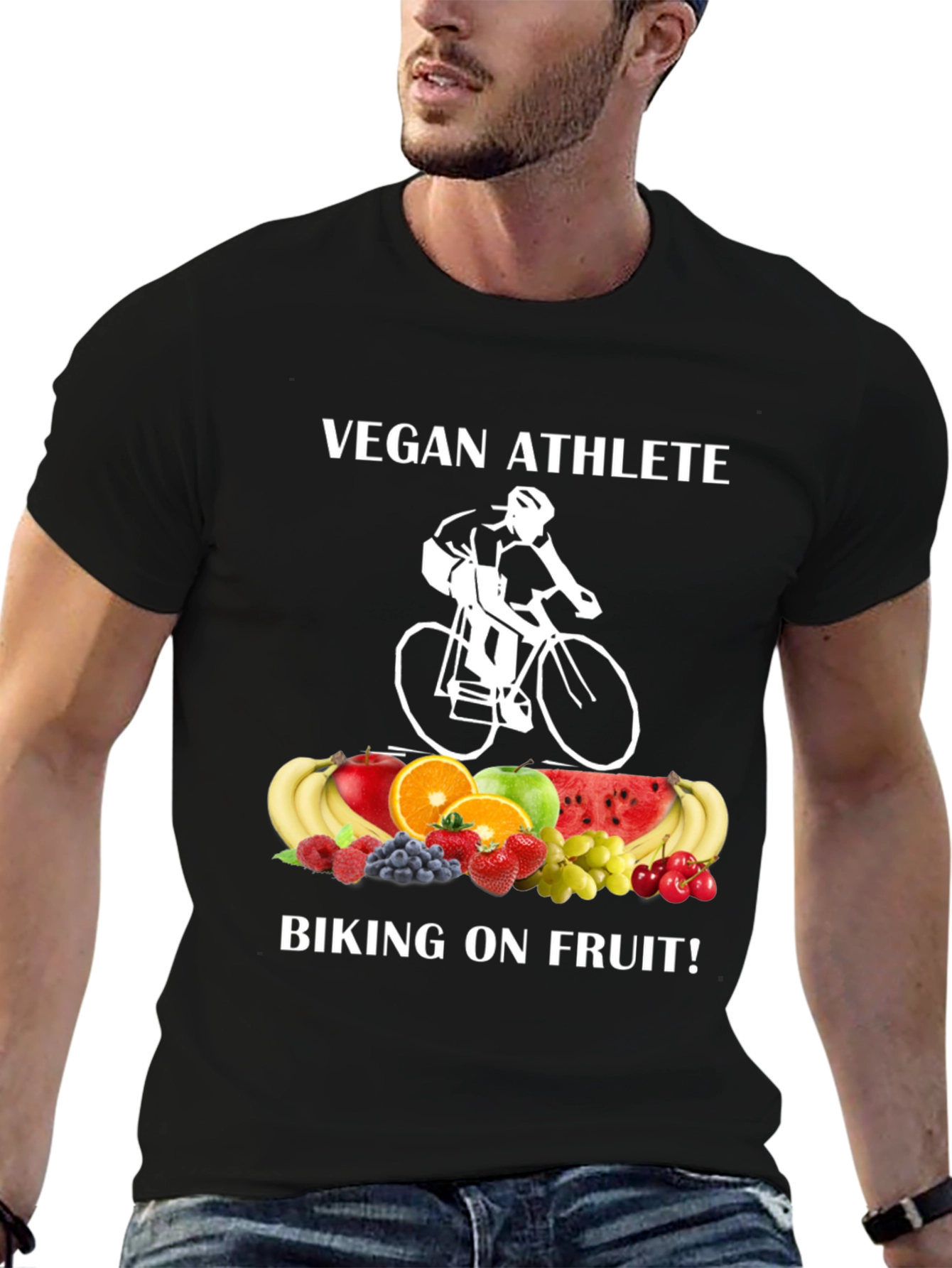 Vegan Athlete Biking On Fruit T-Shirt