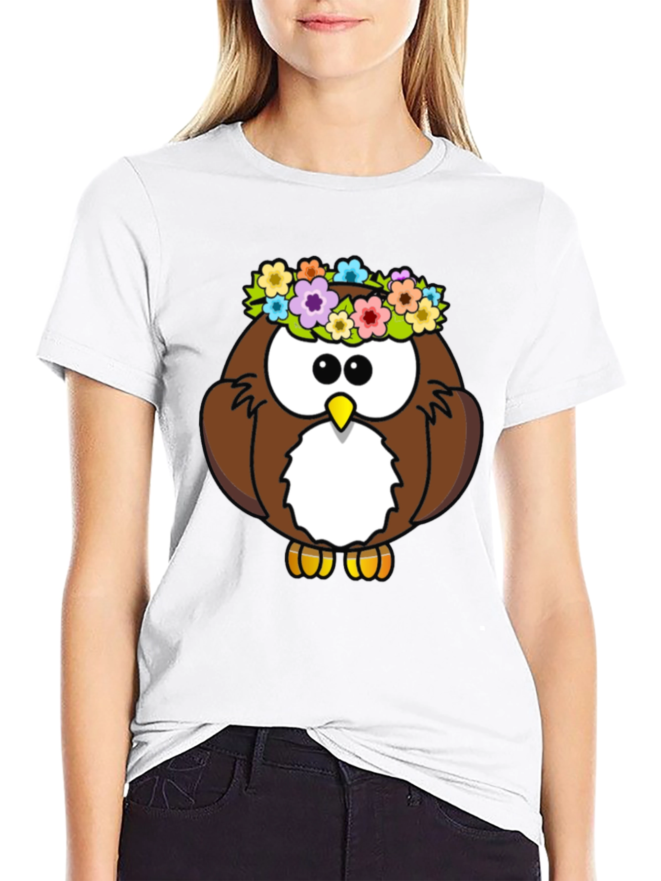 Owl Flower Crown Graphic T-Shirt