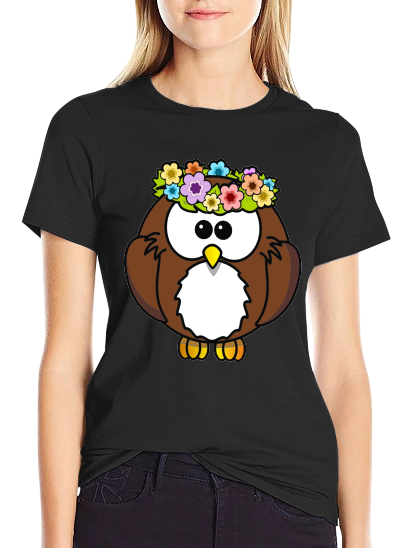 Owl Flower Crown Graphic T-Shirt