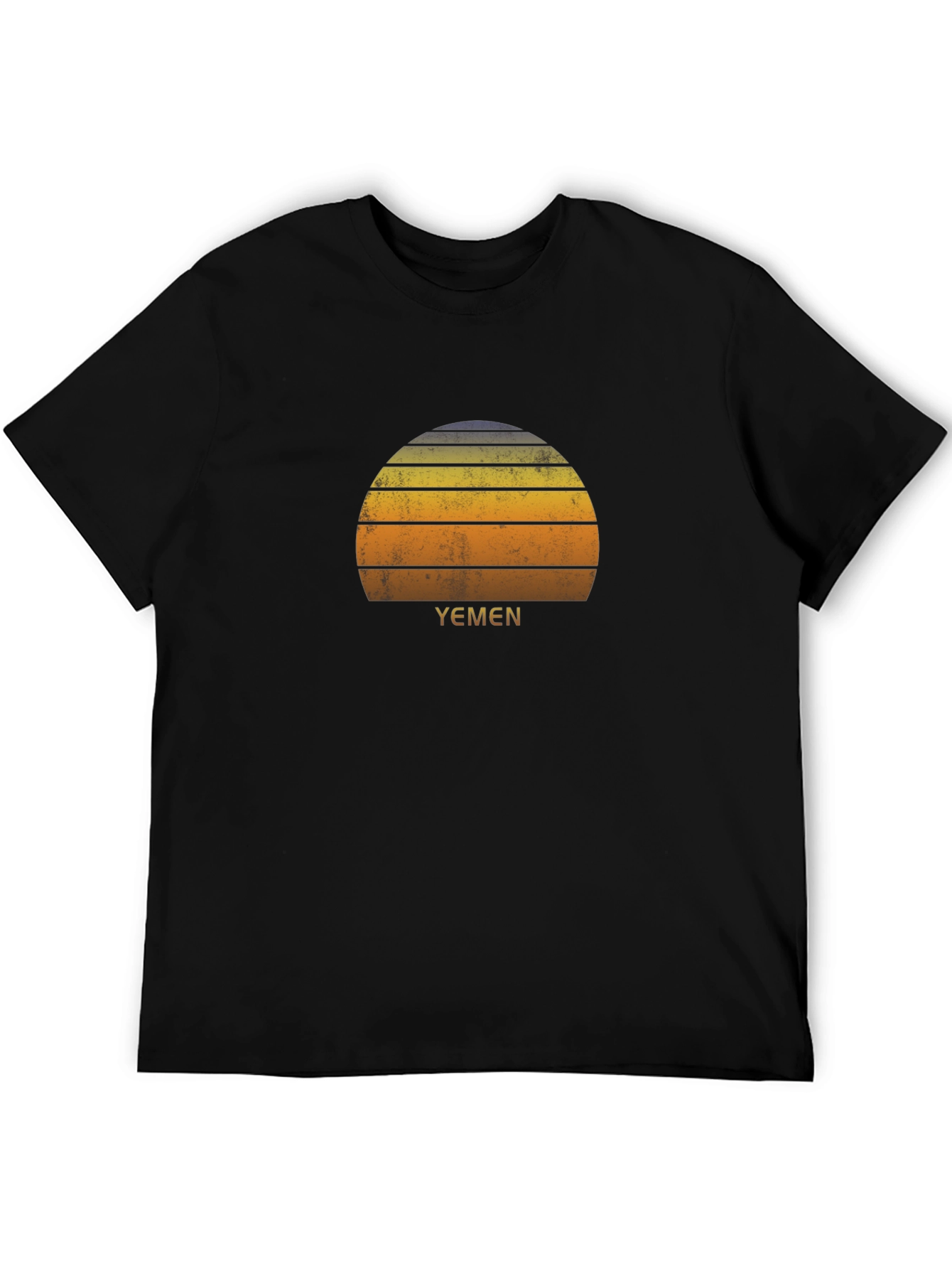 Yemen Retro Sunset Black T-Shirt