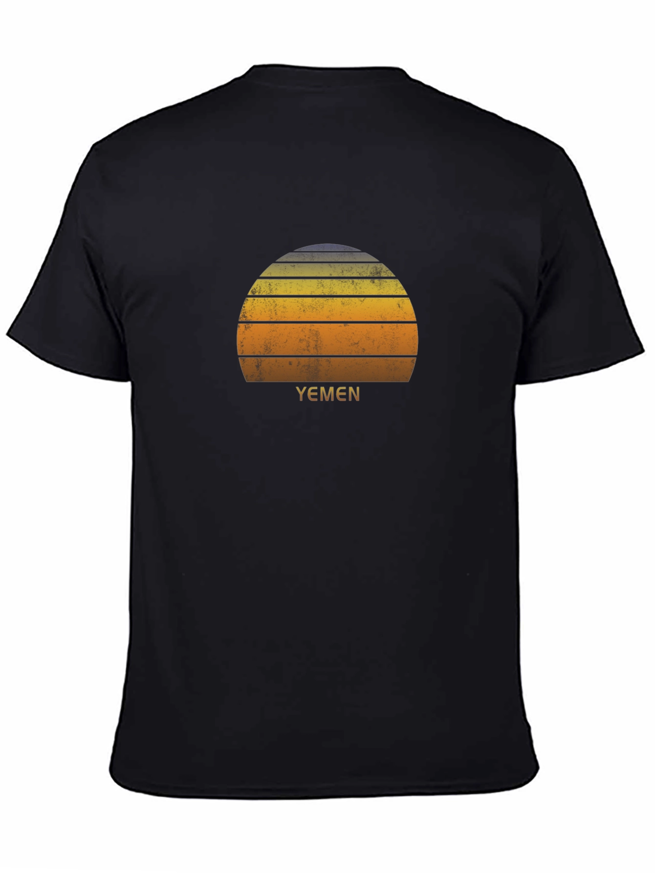 Yemen Retro Sunset Black T-Shirt