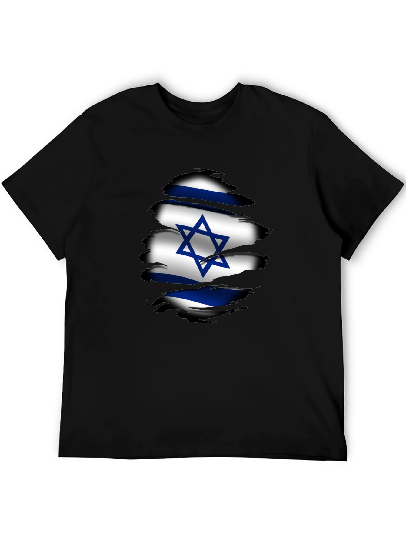 Israel Flag Ripped Graphic T-Shirt - Black