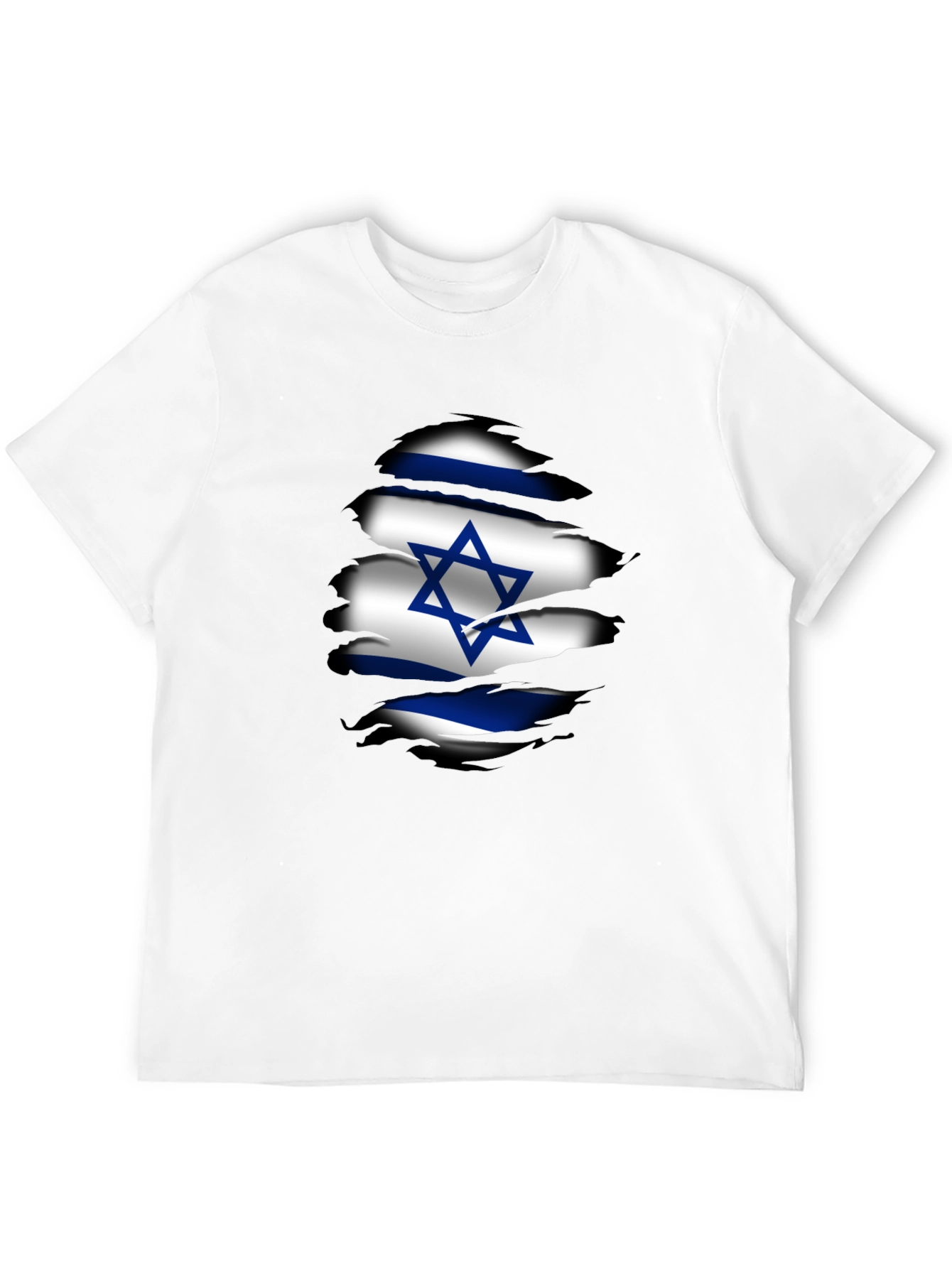 Israel Flag Ripped Graphic T-Shirt - Black