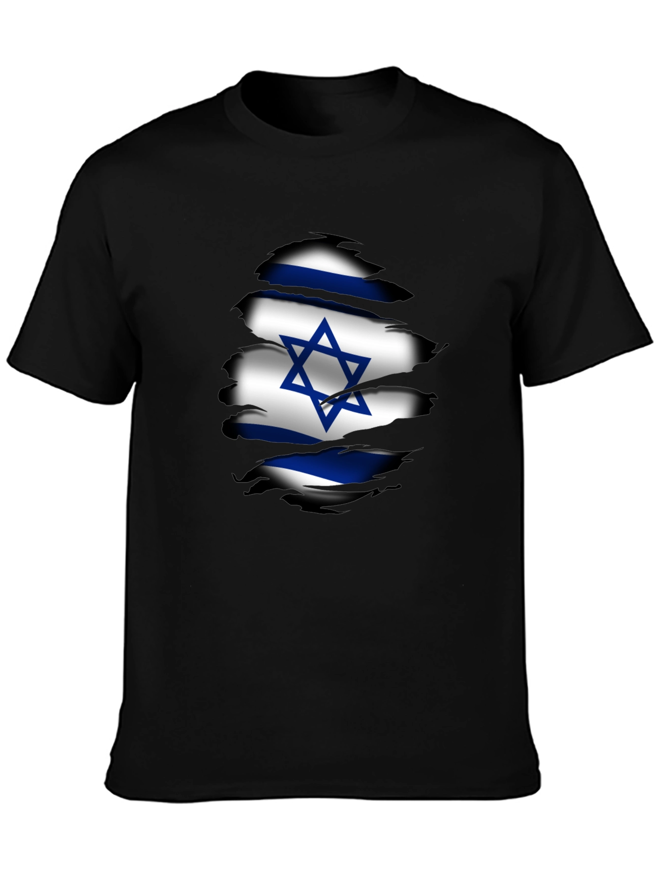 Israel Flag Ripped Graphic T-Shirt - Black