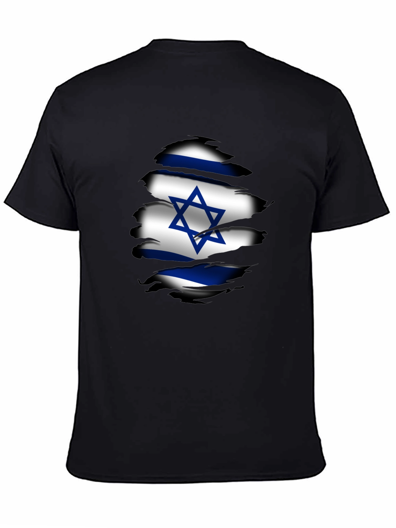 Israel Flag Ripped Graphic T-Shirt - Black