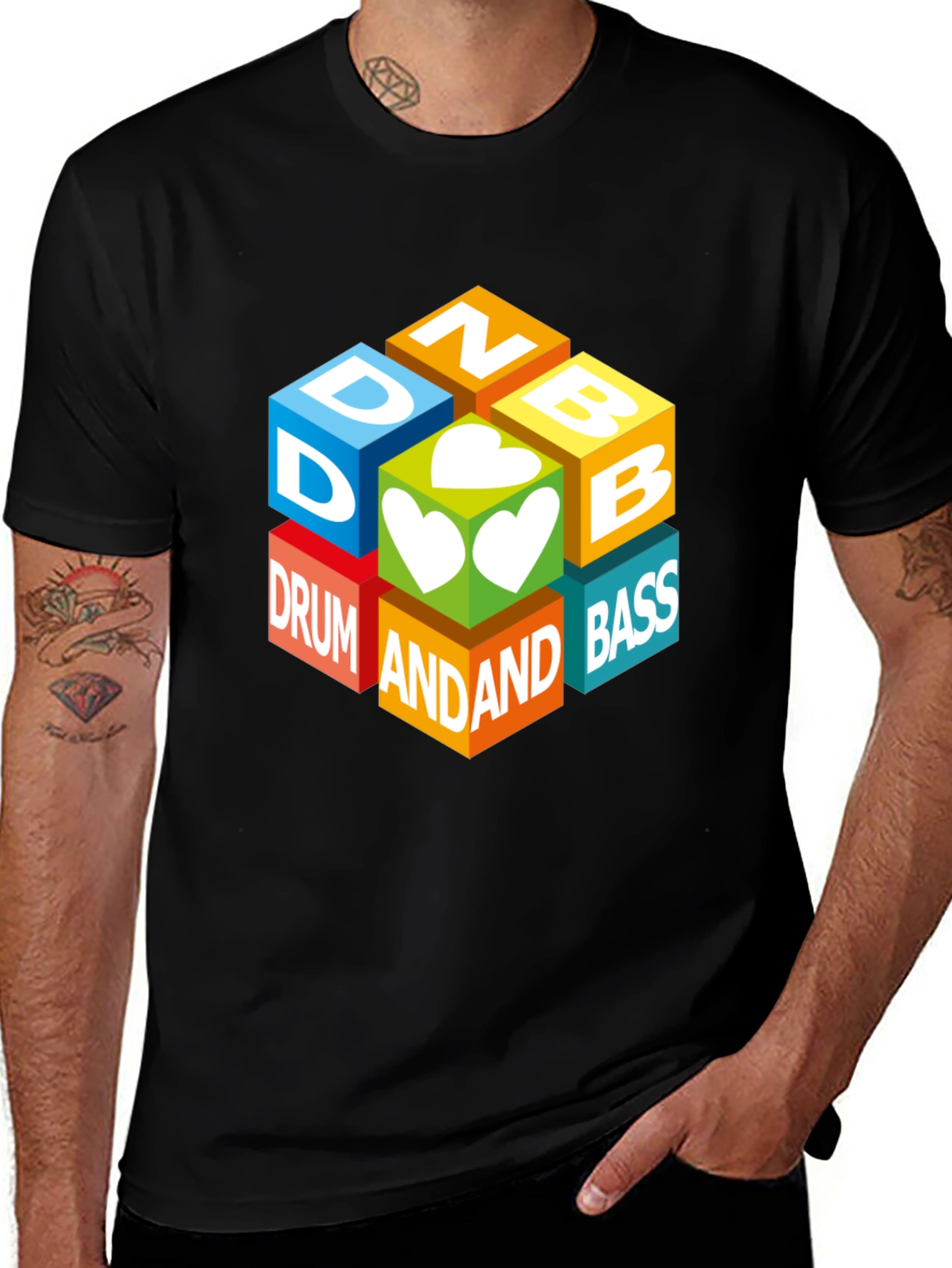 Drum and Bass Cube Graphic T-Shirt