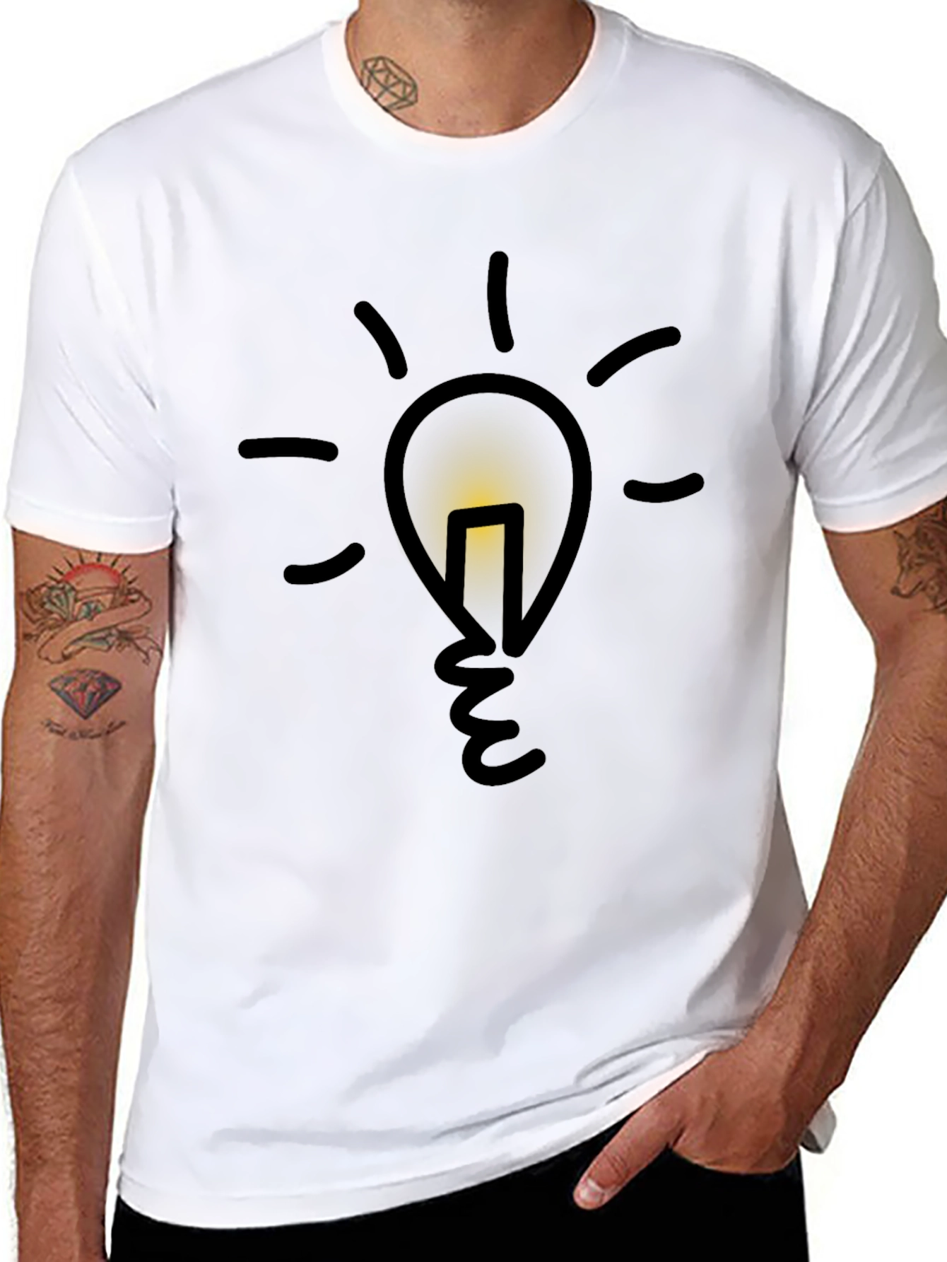 Idea Bulb Graphic Tee - Black Cotton T-Shirt
