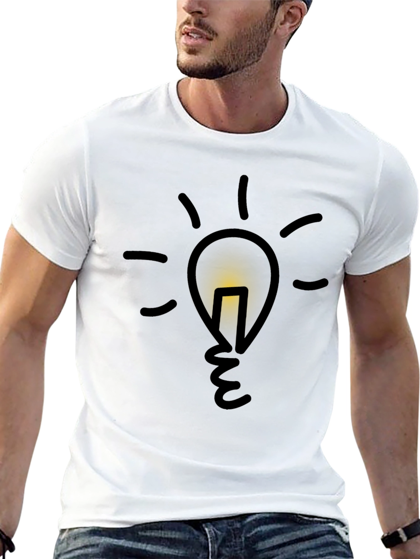 Idea Bulb Graphic Tee - Black Cotton T-Shirt