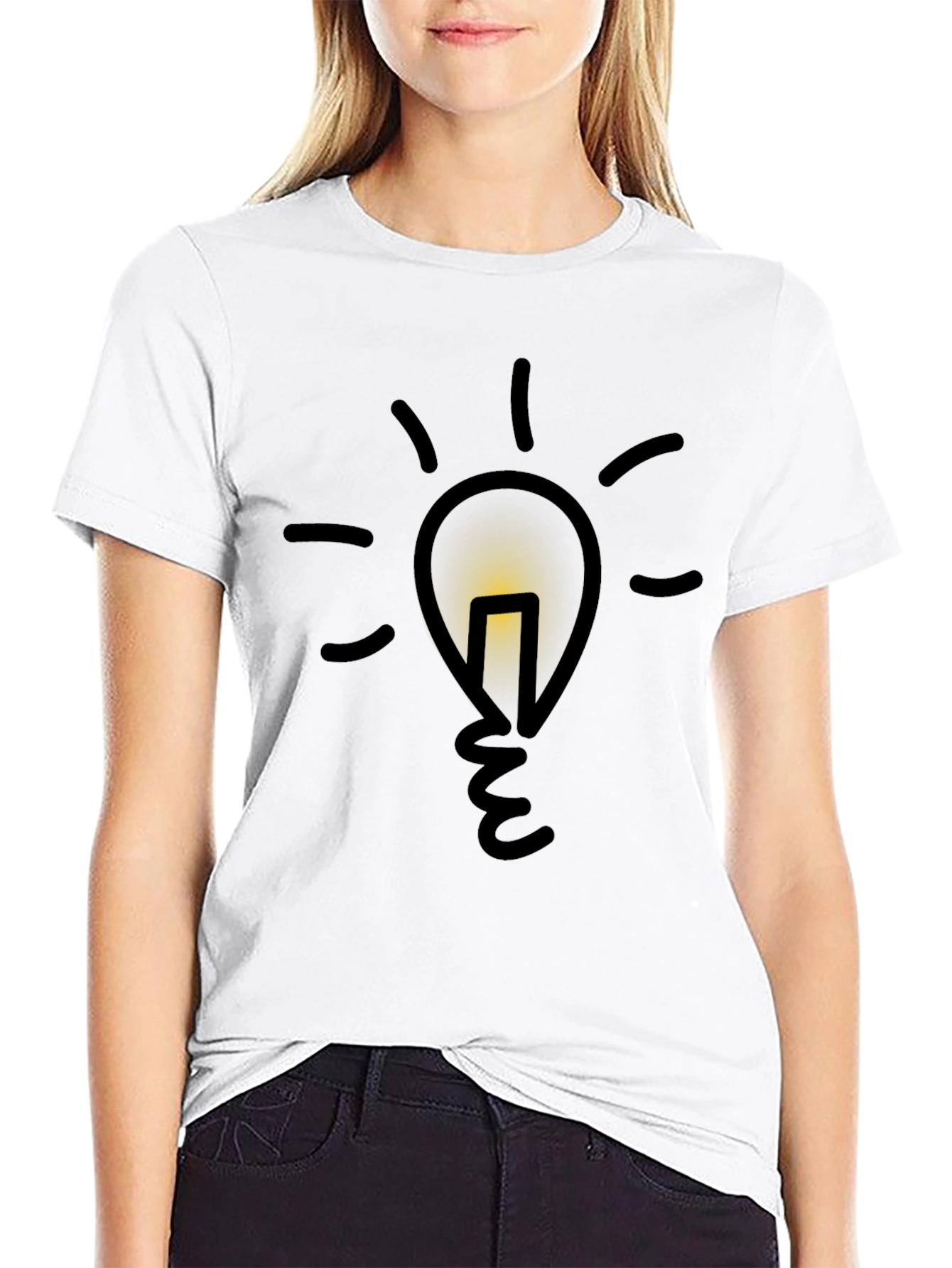Idea Bulb Graphic Tee - Black Cotton T-Shirt