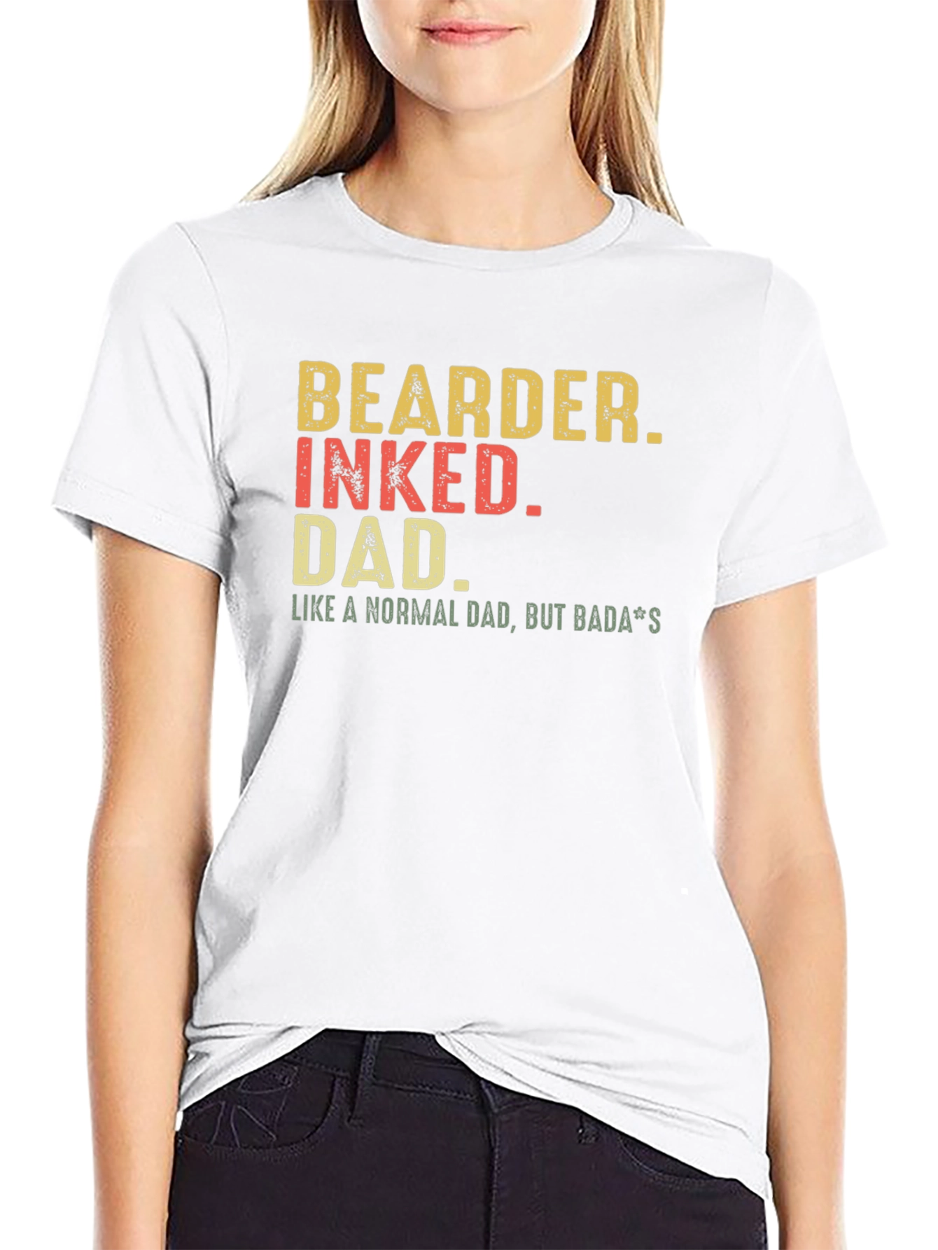 Bearded Inked Dad T-Shirt - Badass Father Tee