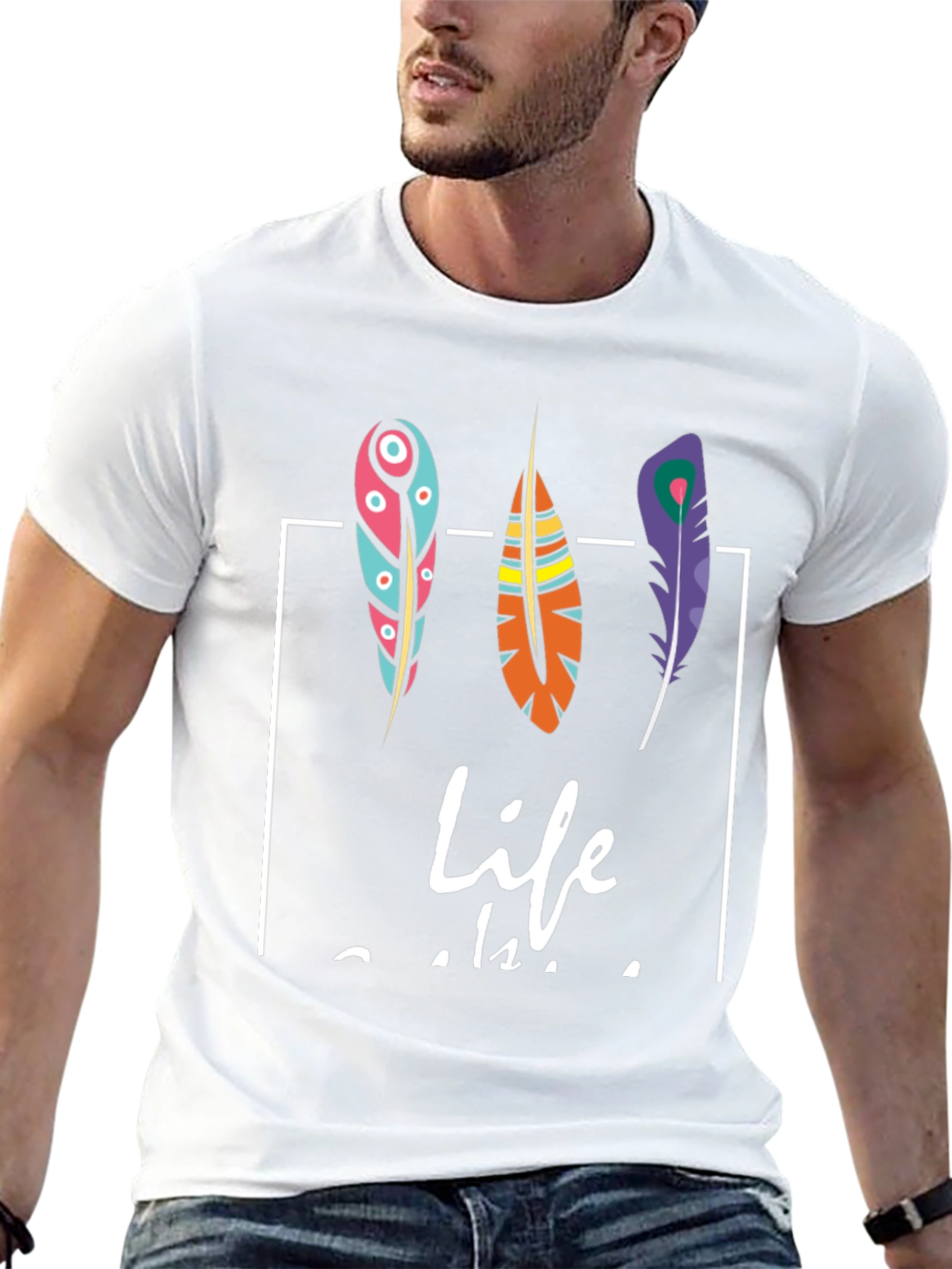 Feather Graphic Print T-Shirt