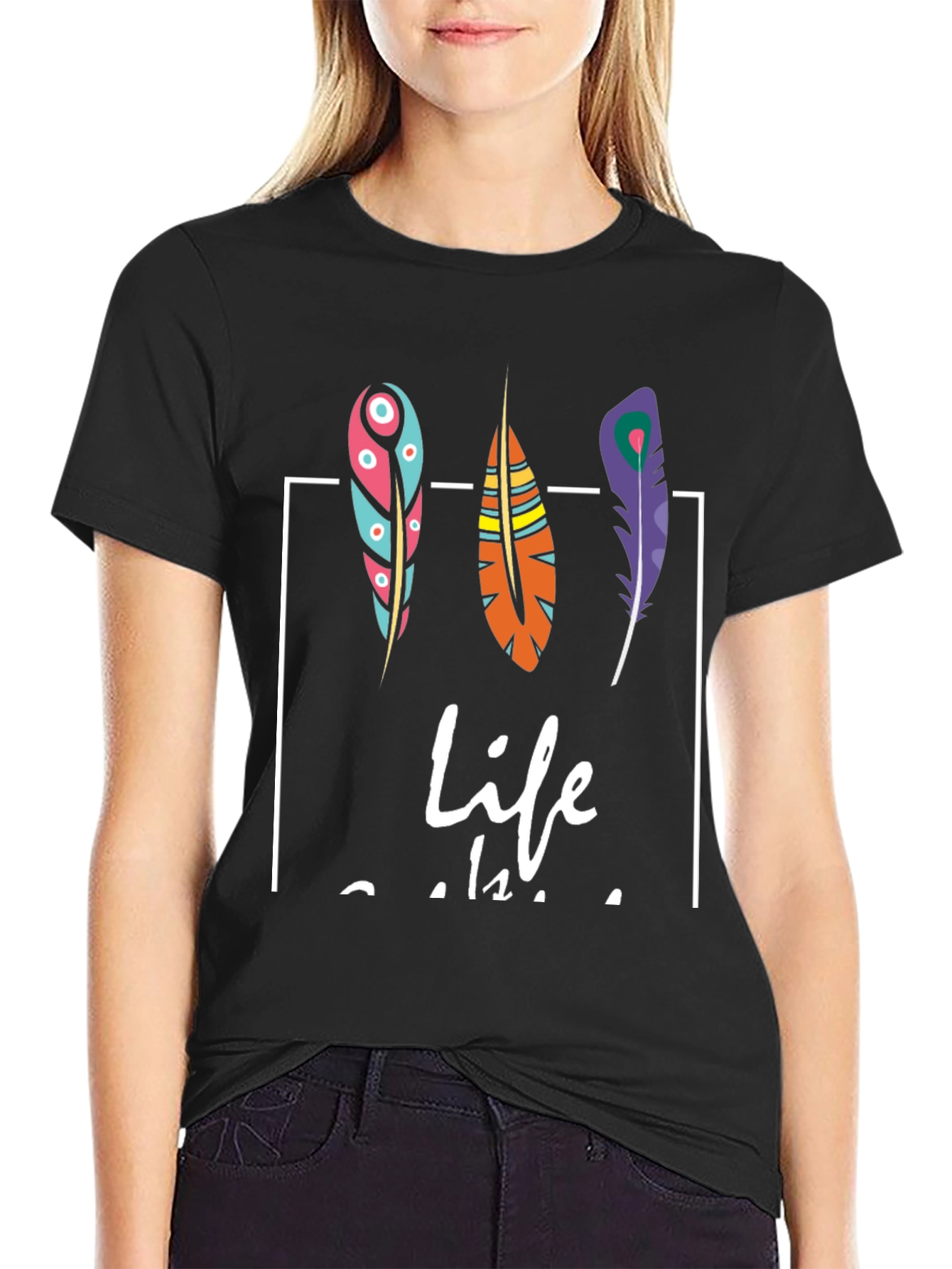 Feather Graphic Print T-Shirt