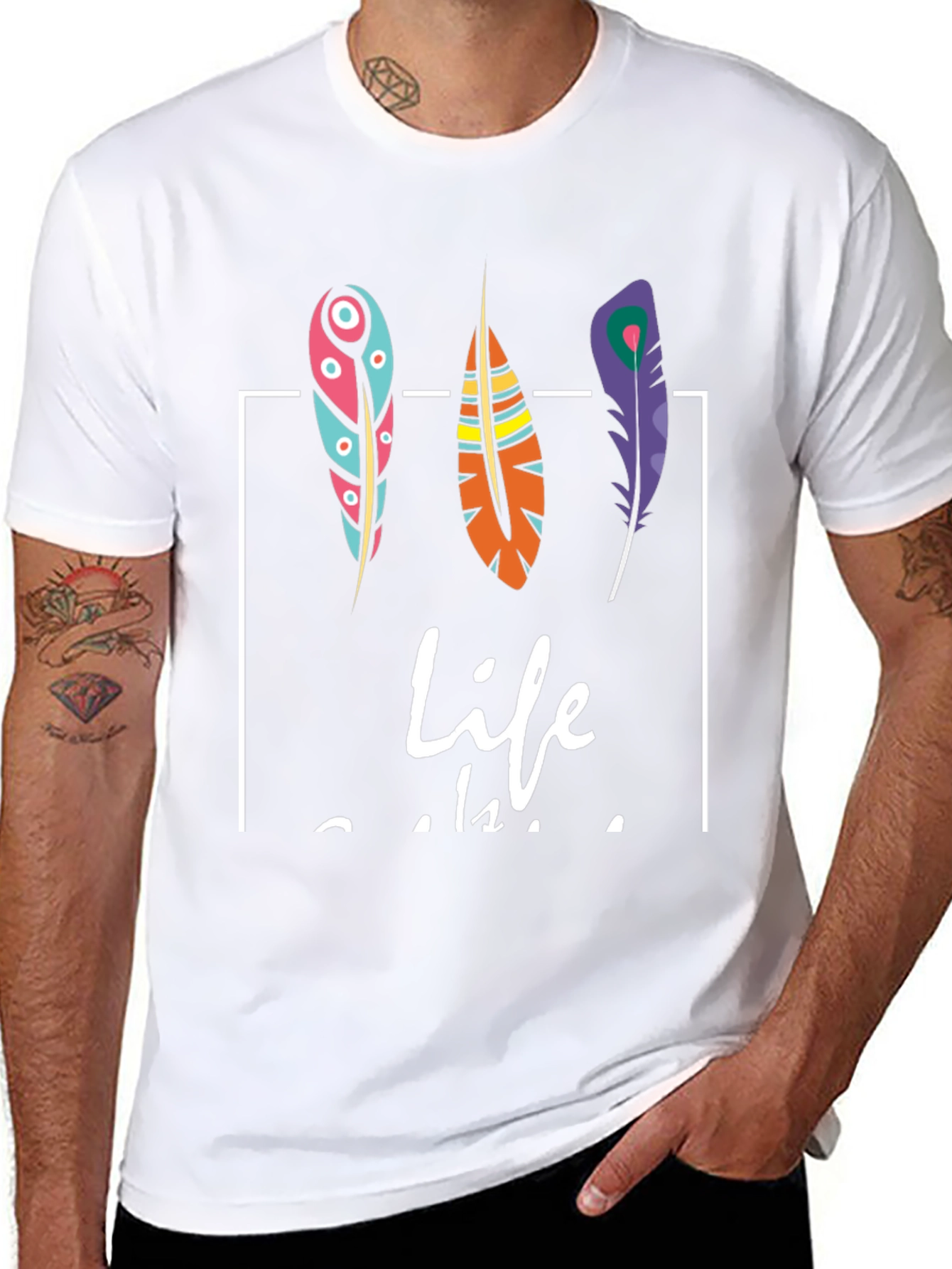 Feather Graphic Print T-Shirt