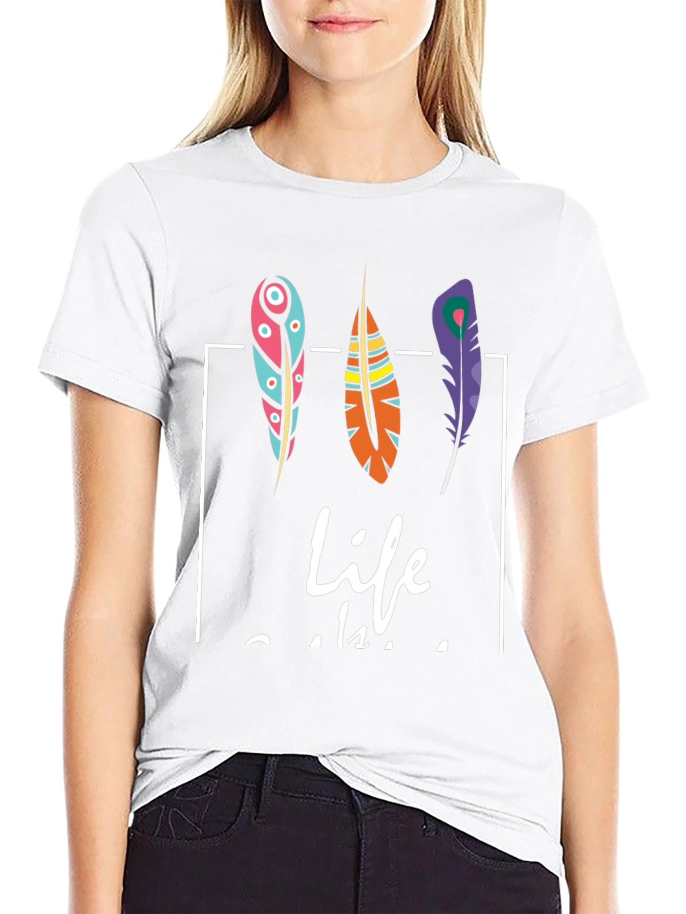 Feather Graphic Print T-Shirt
