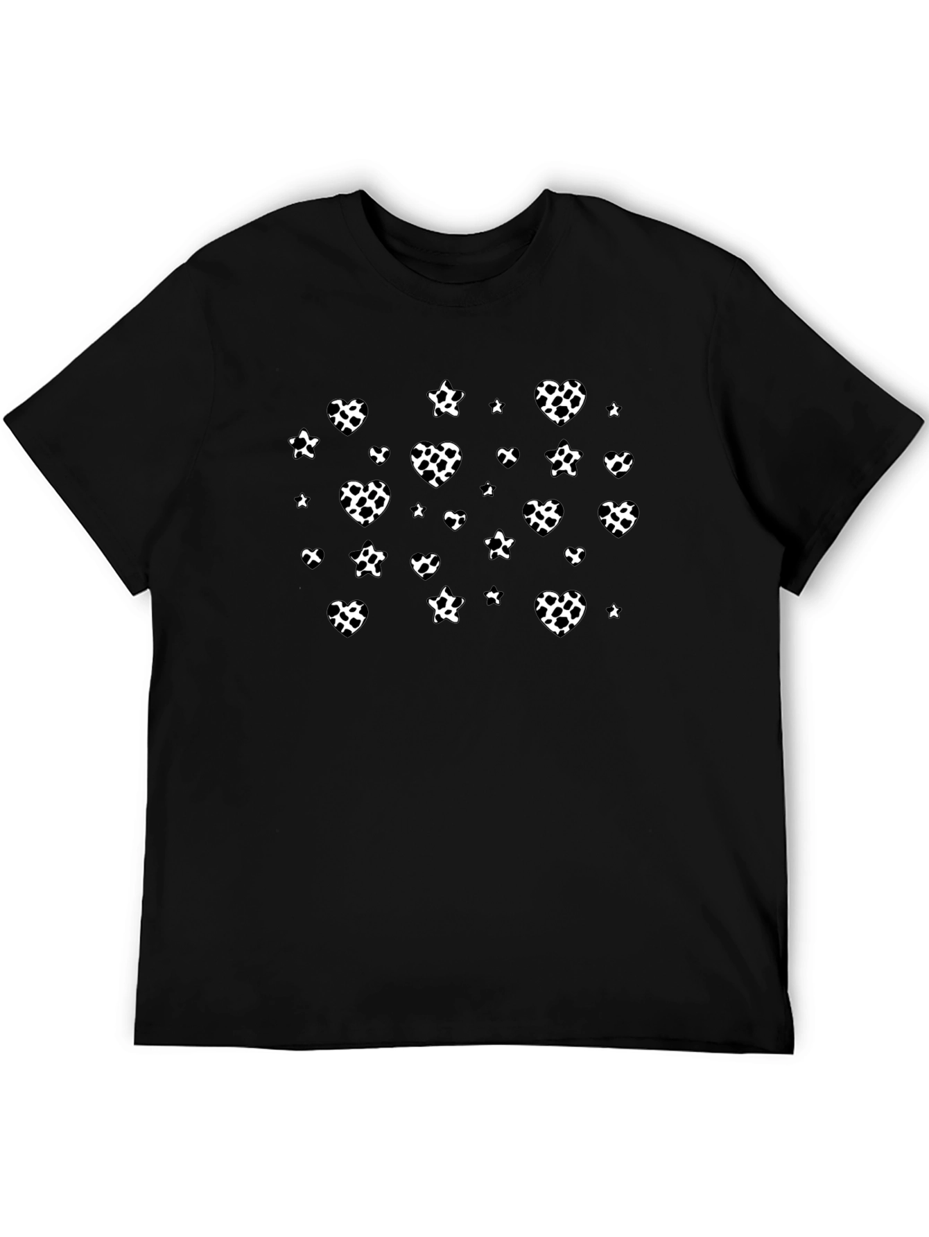 Black Tee with Spotted Hearts
