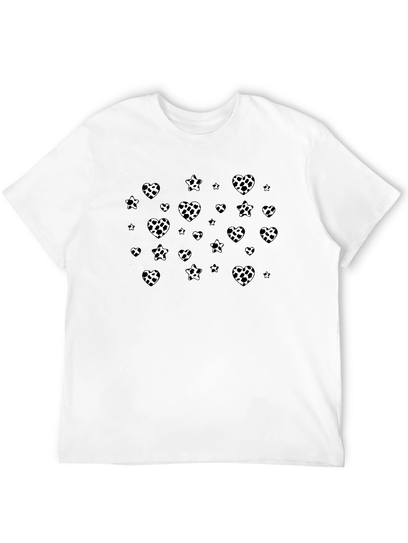 Black Tee with Spotted Hearts