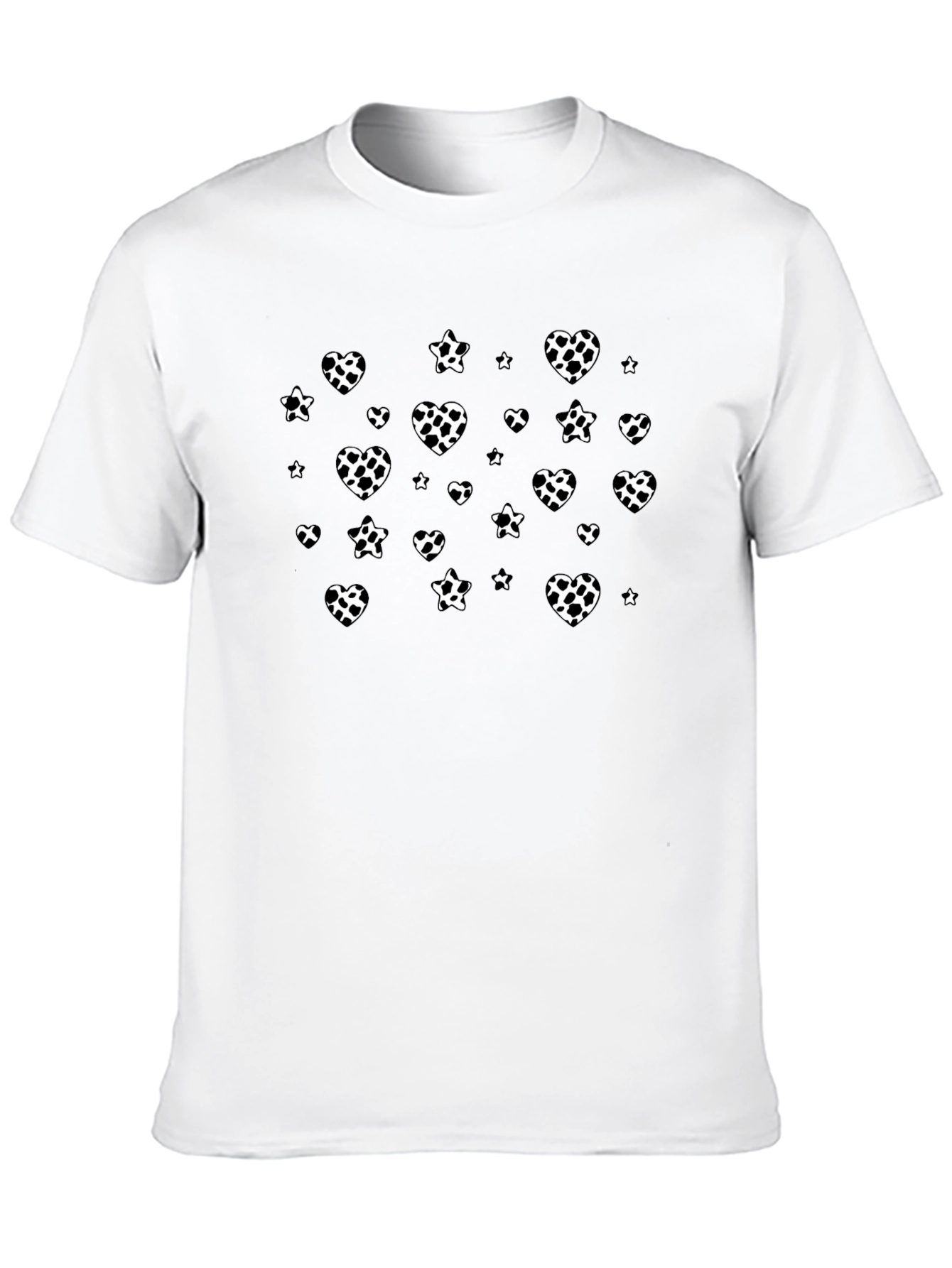 Black Tee with Spotted Hearts