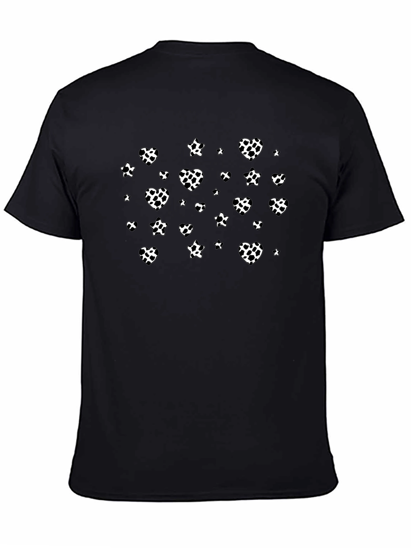 Black Tee with Spotted Hearts