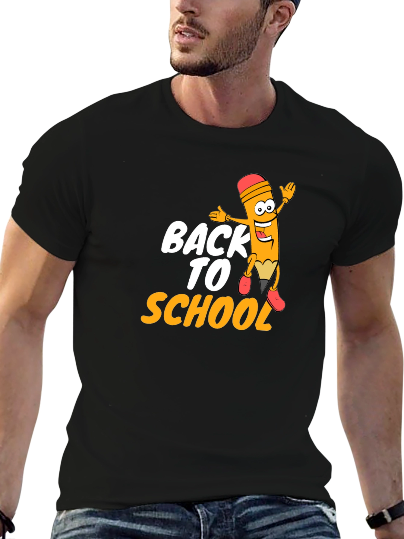 Back to School Pencil Cartoon Graphic T-Shirt