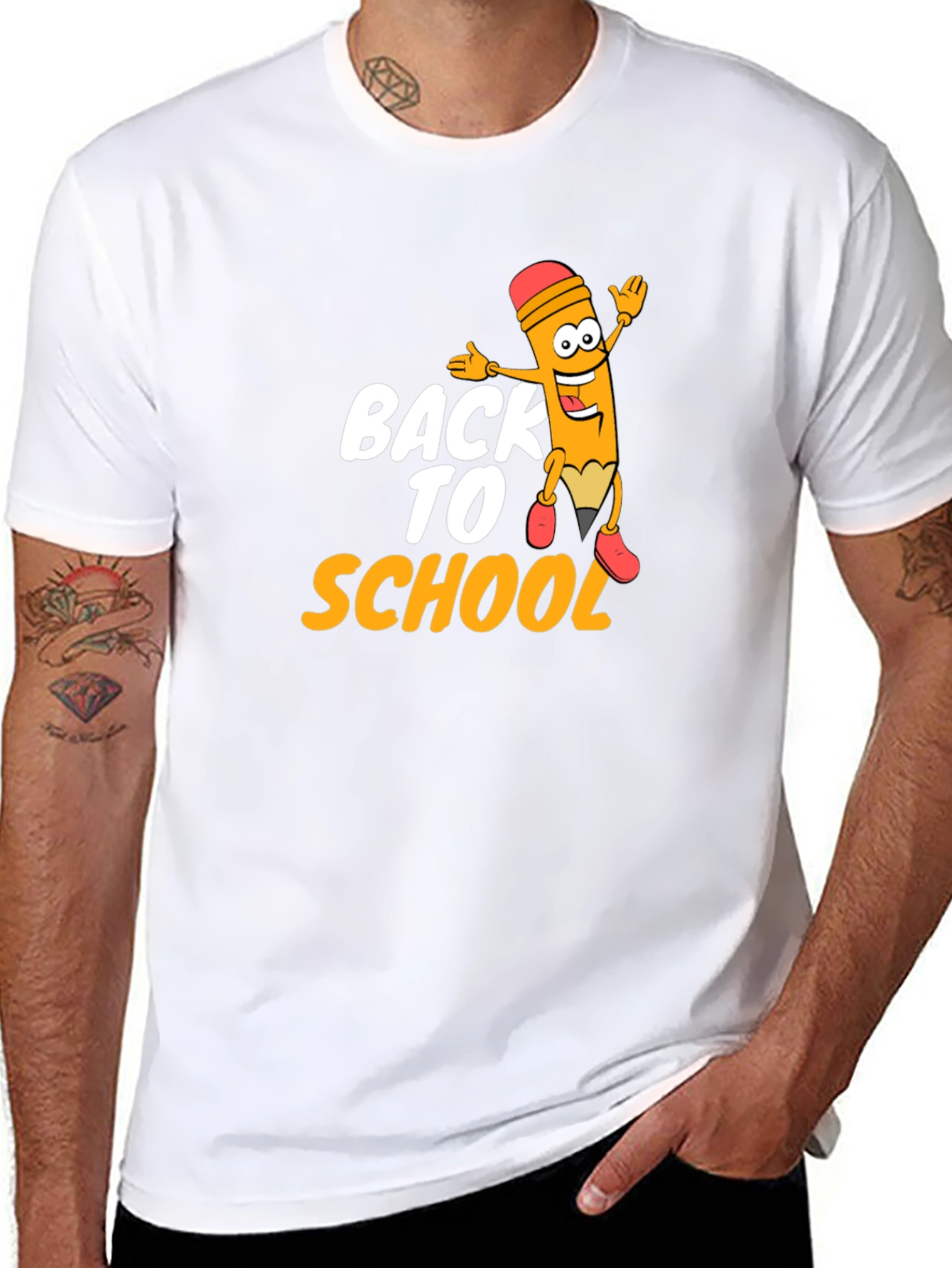 Back to School Pencil Cartoon Graphic T-Shirt