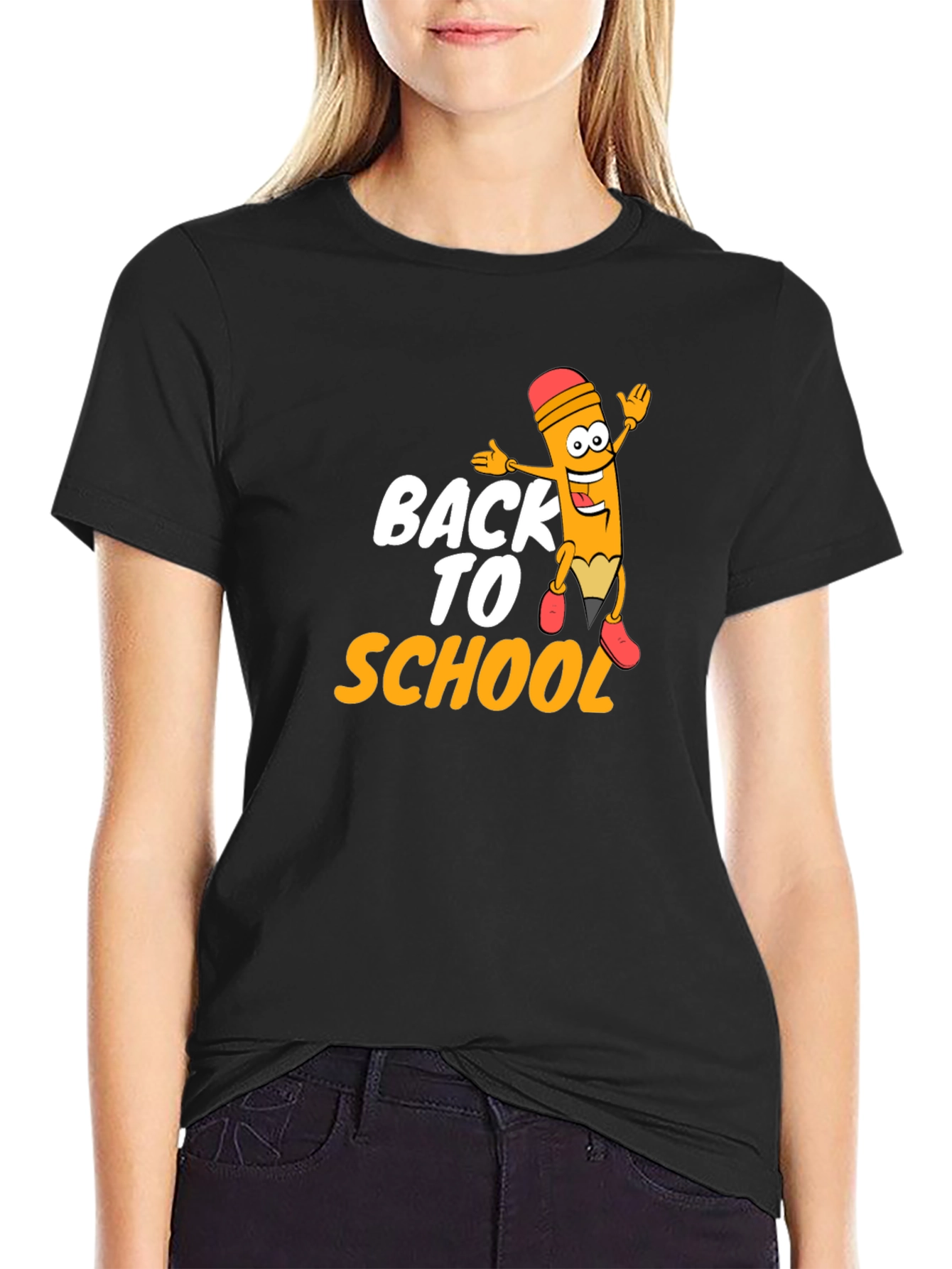Back to School Pencil Cartoon Graphic T-Shirt