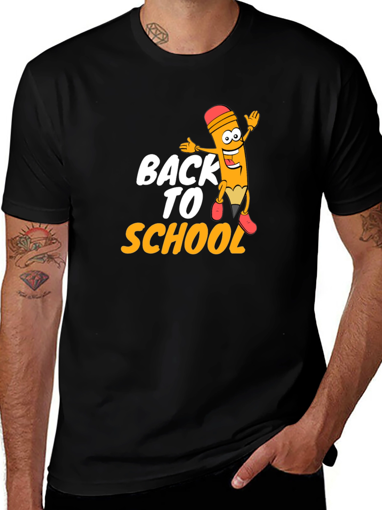 Back to School Pencil Cartoon Graphic T-Shirt